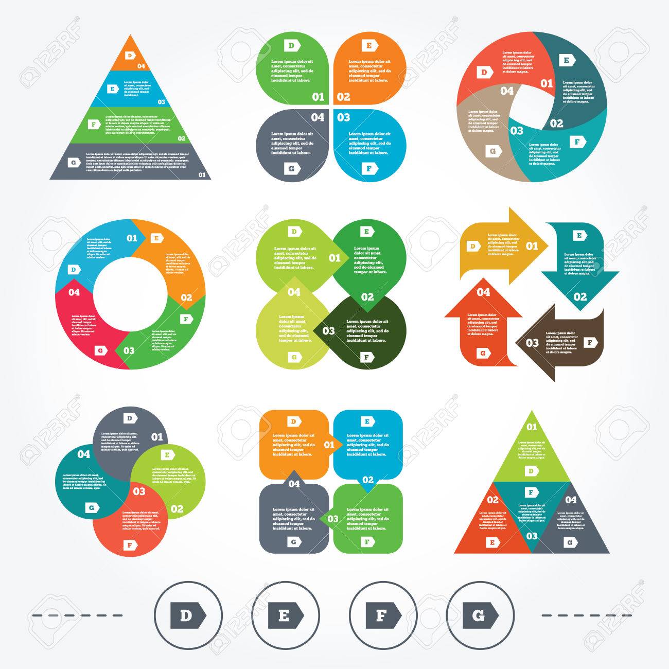 circle and triangle diagram charts energy efficiency class icons energy efficient charts
