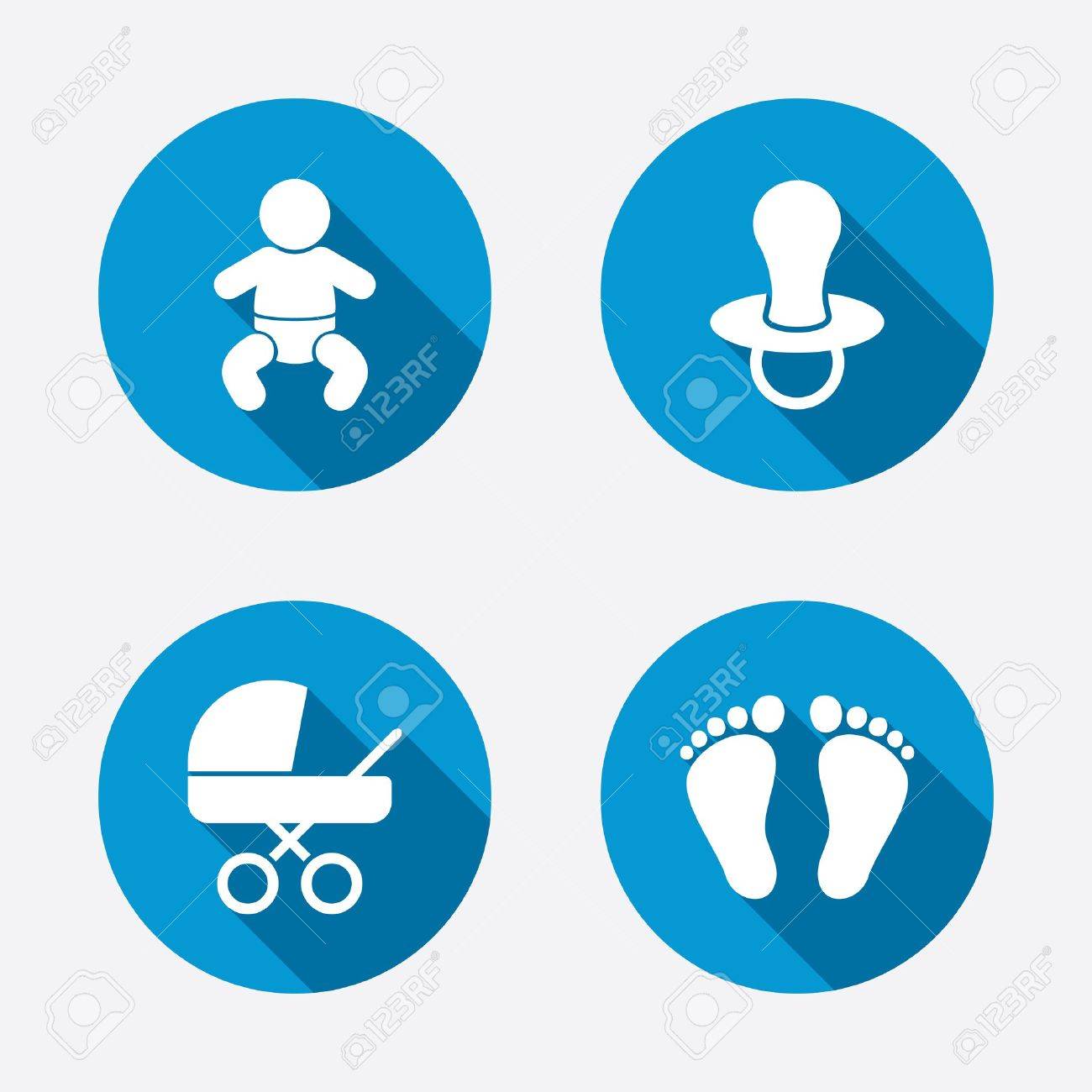 Bebe De Nourrissons De Icones Garcon Enfant Avec Le Symbole Des Couches Buggy Et Des Signes Factices Sucette Enfant Et Poussette Poussette Empreinte Enfant Signe Etape Circle Buttons Notion Web Vecteur Clip