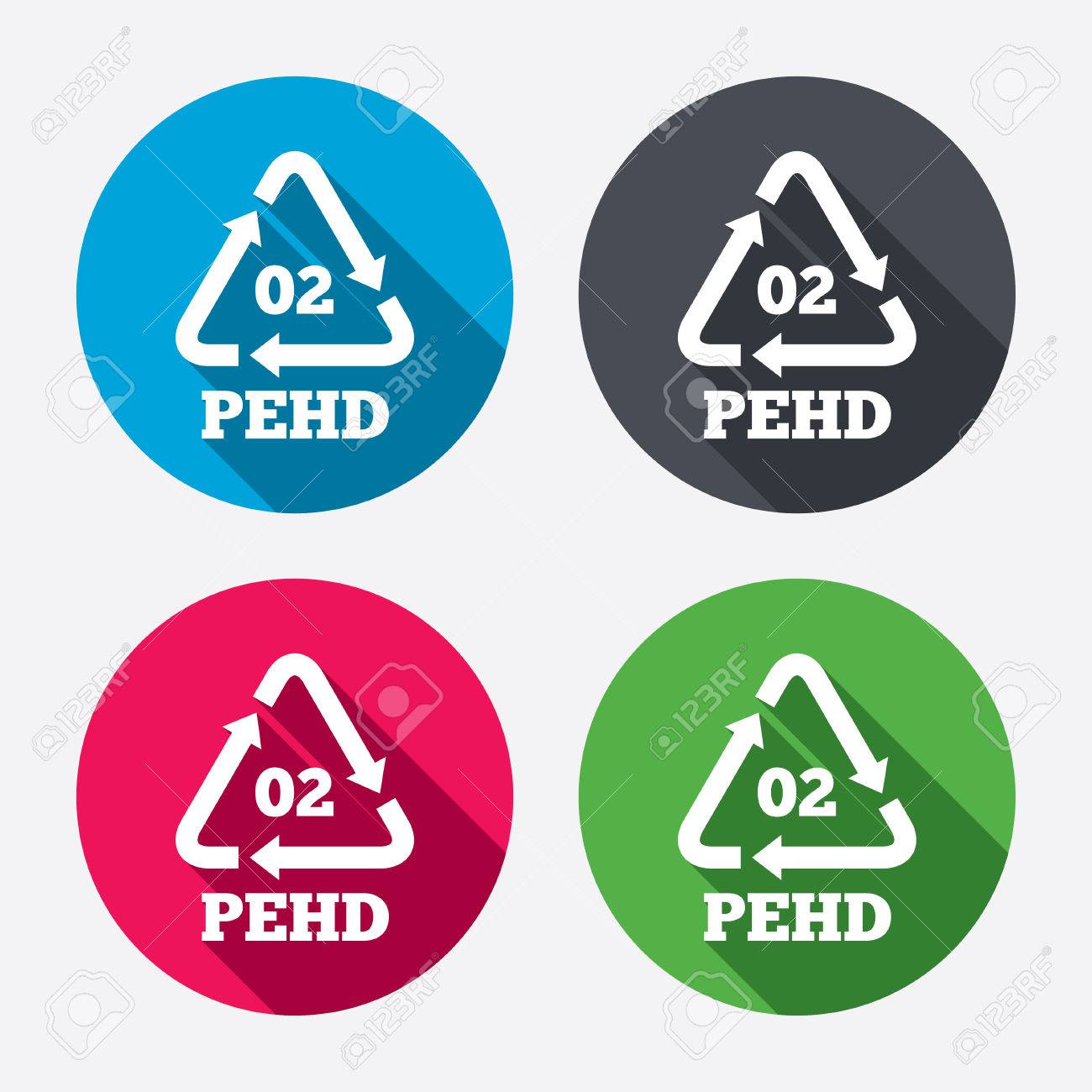 Pe Hd 02 Symbol Polyethylen Hoher Dichte Zeichen Recycling Symbol Kreis Schaltflachen Mit Langen Schatten 4 Symbole Gesetzt Vektor Lizenzfrei Nutzbare Vektorgrafiken Clip Arts Illustrationen Image