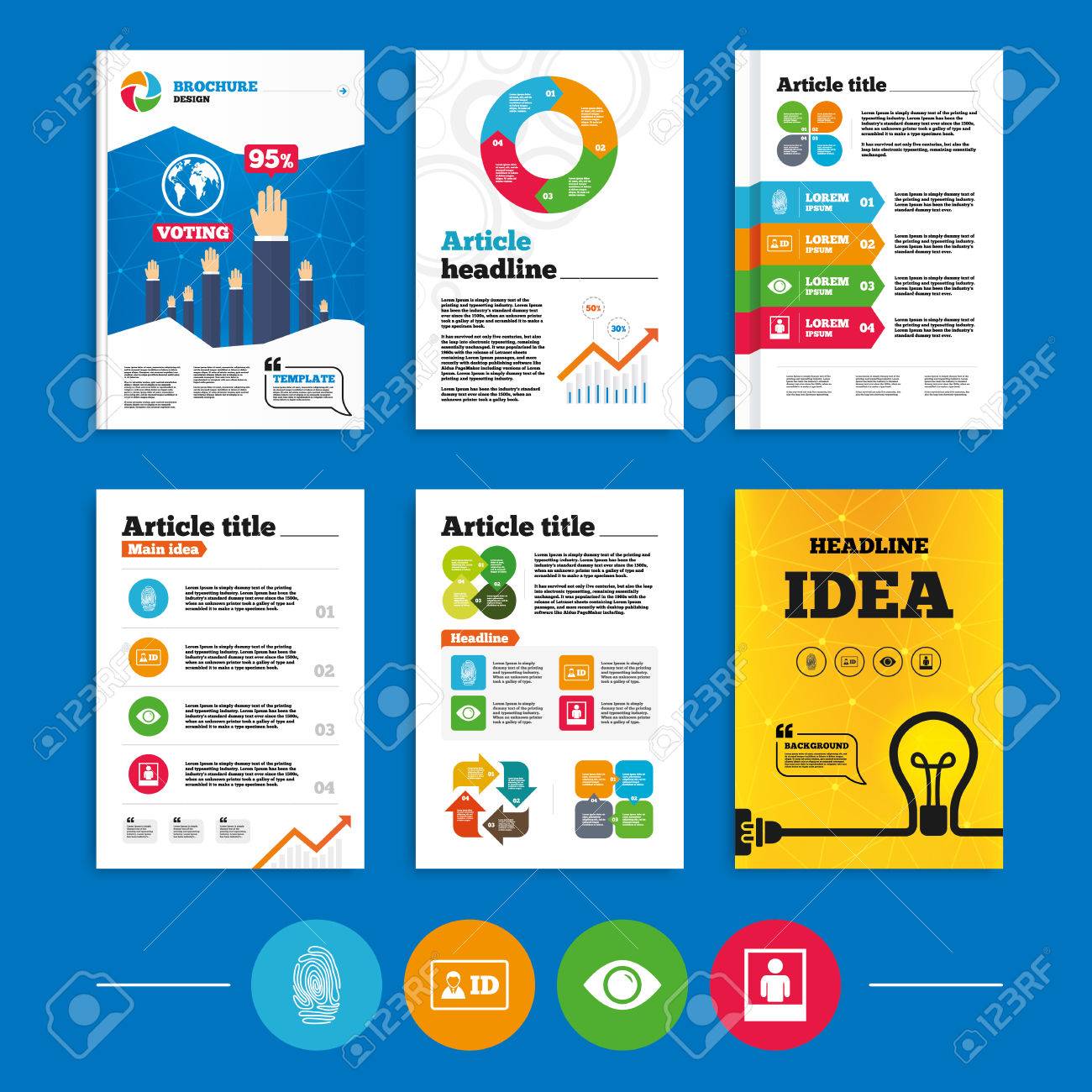 brochure or flyers design identity id card badge icons eye id badge designs