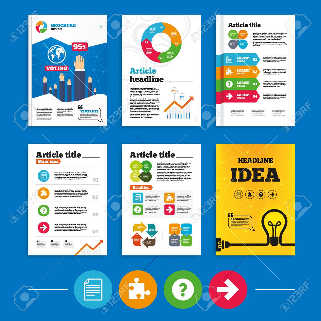 brochure or flyers design question mark and puzzle piece icons flyers puzzle