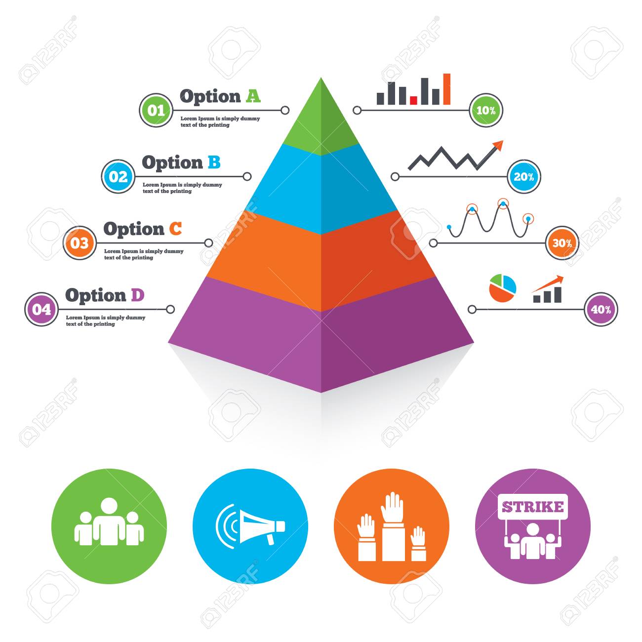 pyramid chart template strike group of people icon megaphone