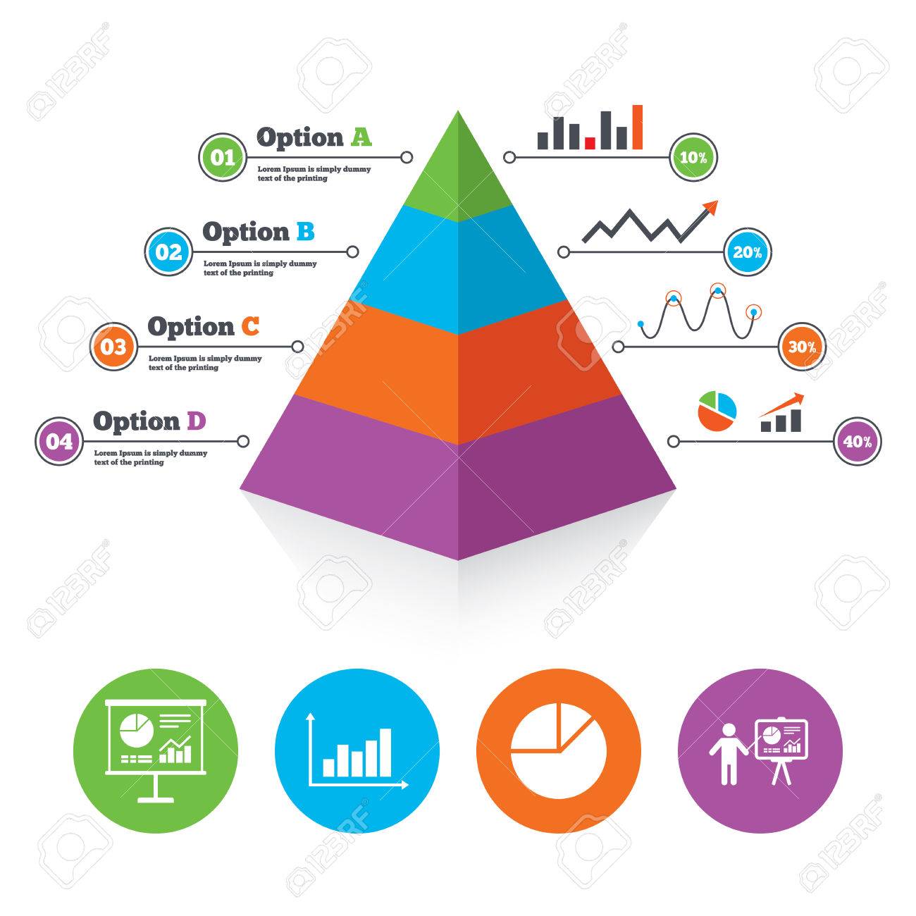 pyramid chart template diagram graph pie chart icon presentation