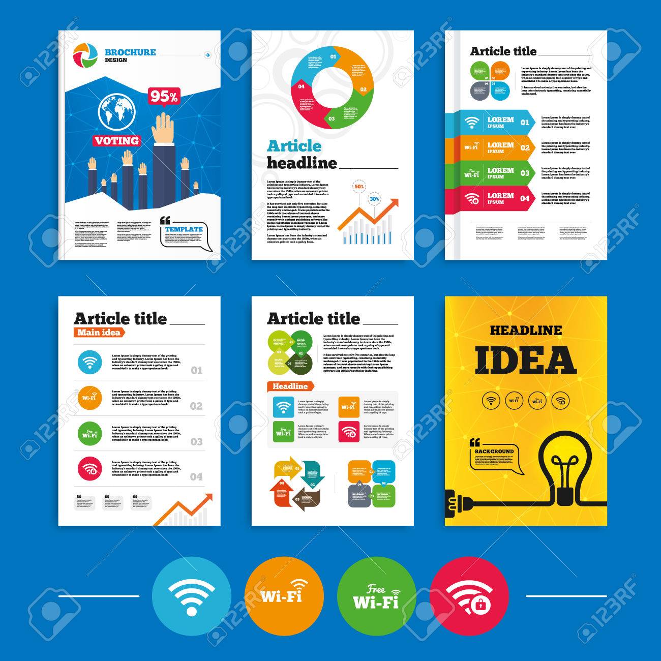 brochure or flyers design free wifi wireless network icons