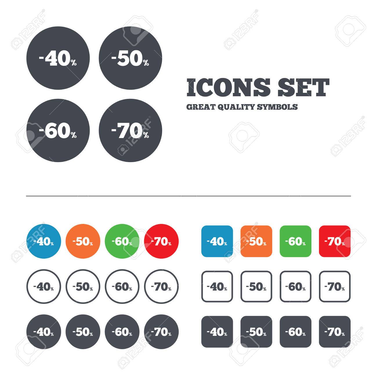 sale discount icons special offer price signs 40 50 60 and special offer signs template