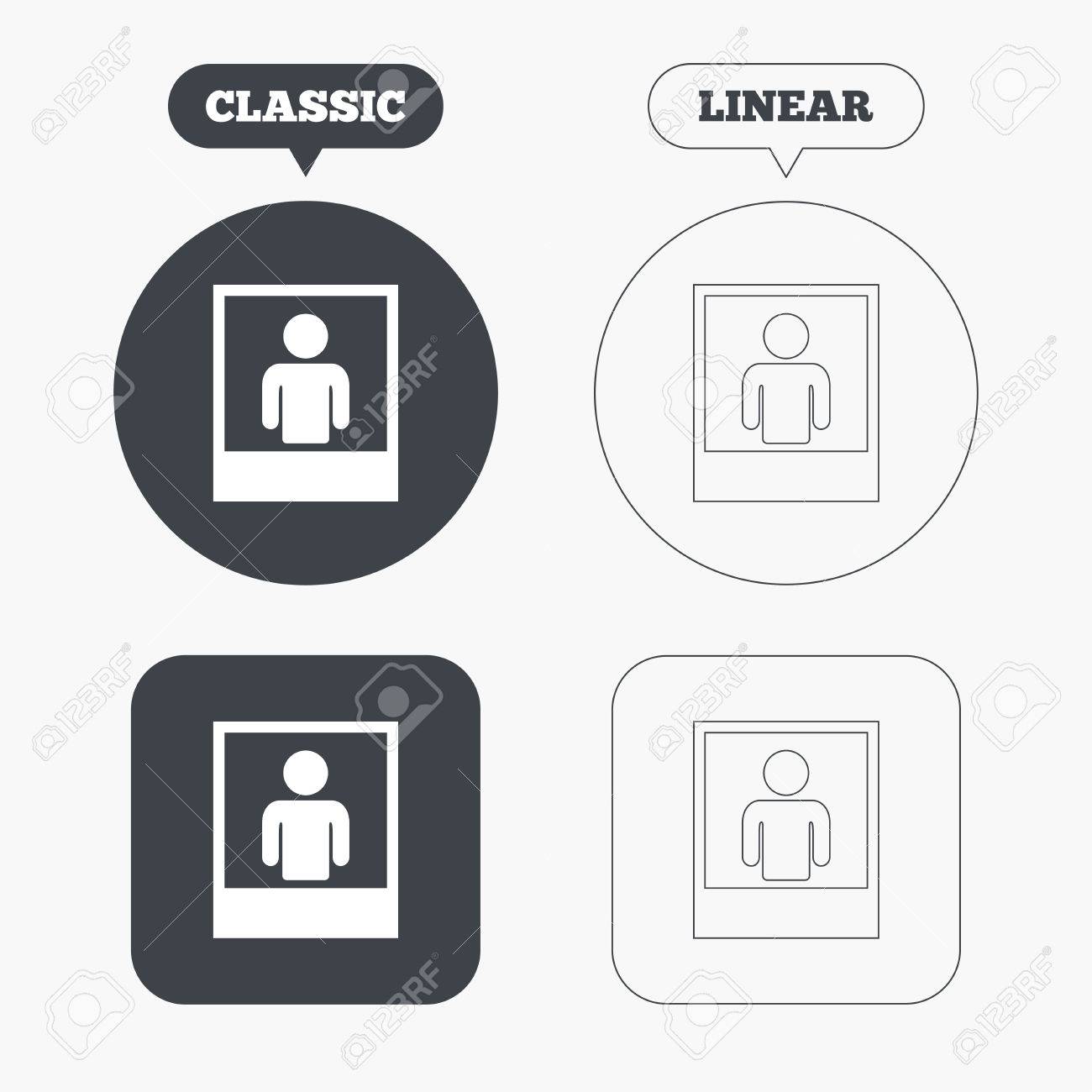 photo frame template with human selfie sign icon user portrait