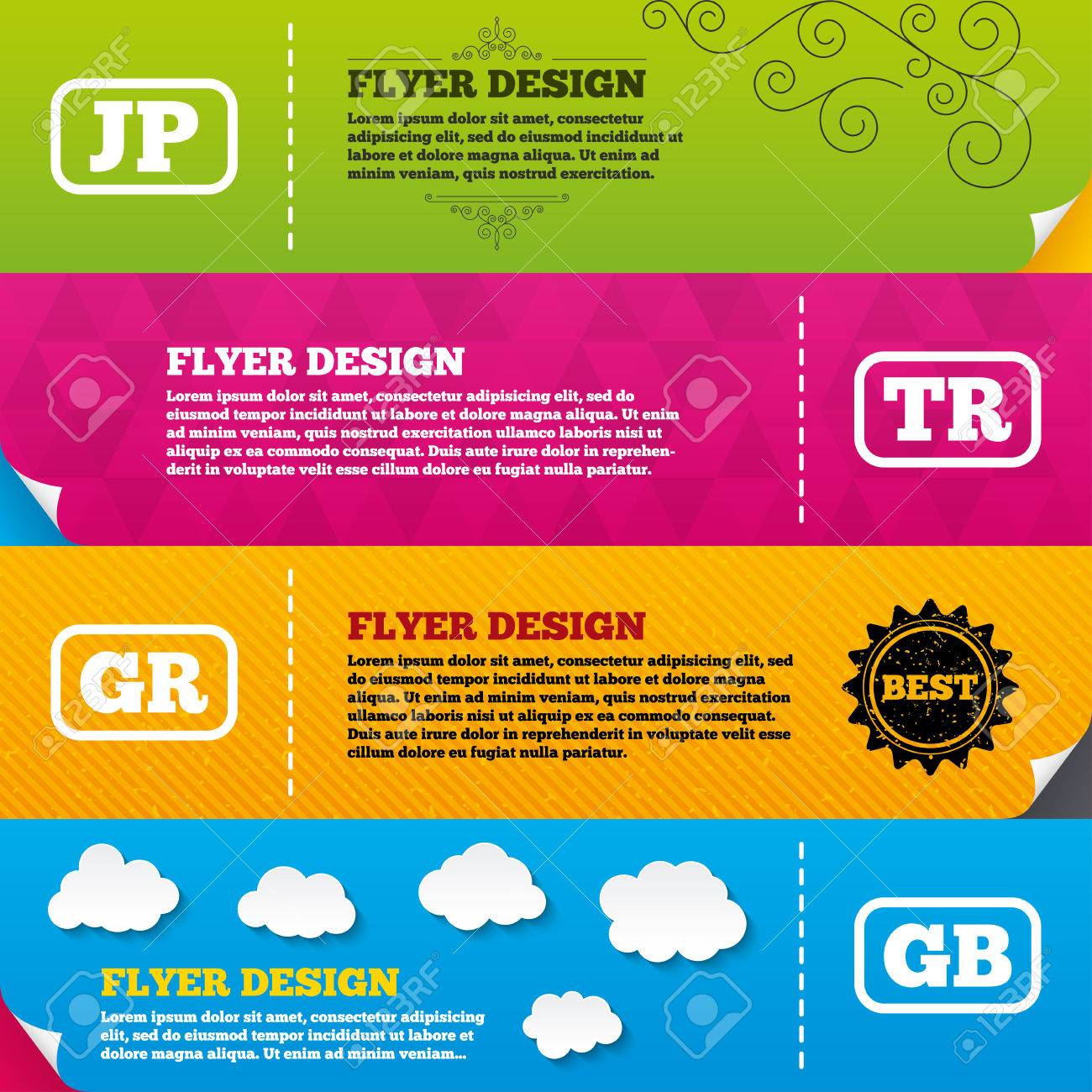 flyer brochure designs language icons jp tr gr and gb flyer translation
