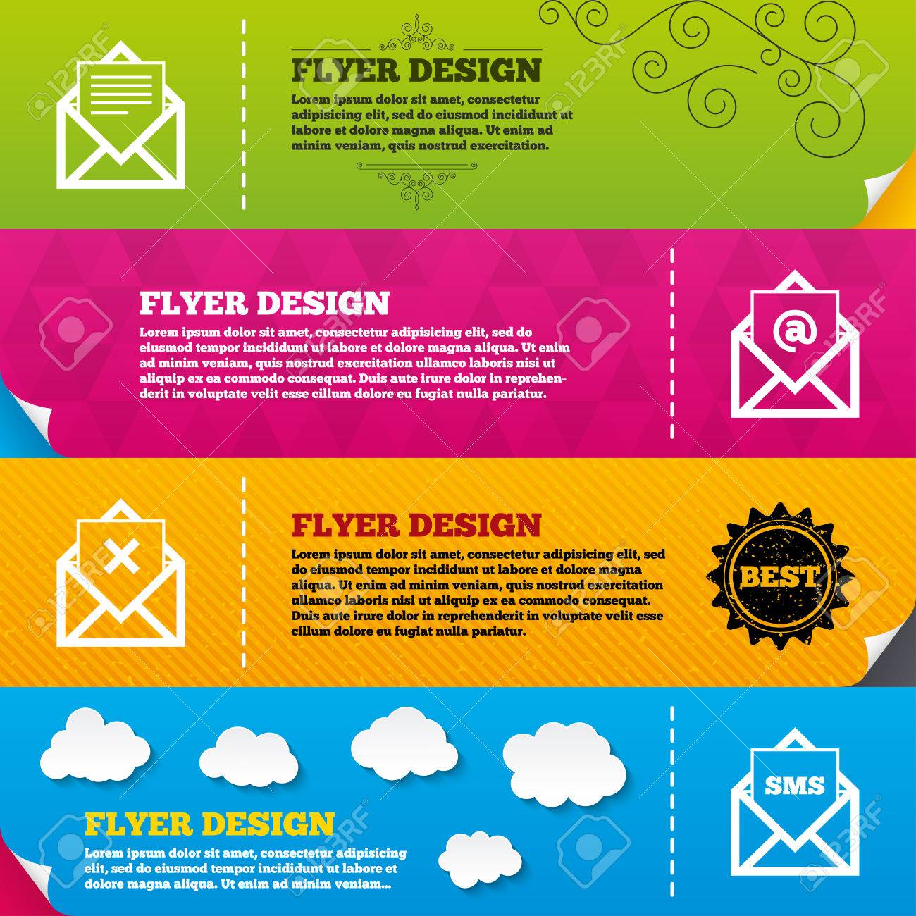 flyer brochure designs mail envelope icons message document envelope flyer