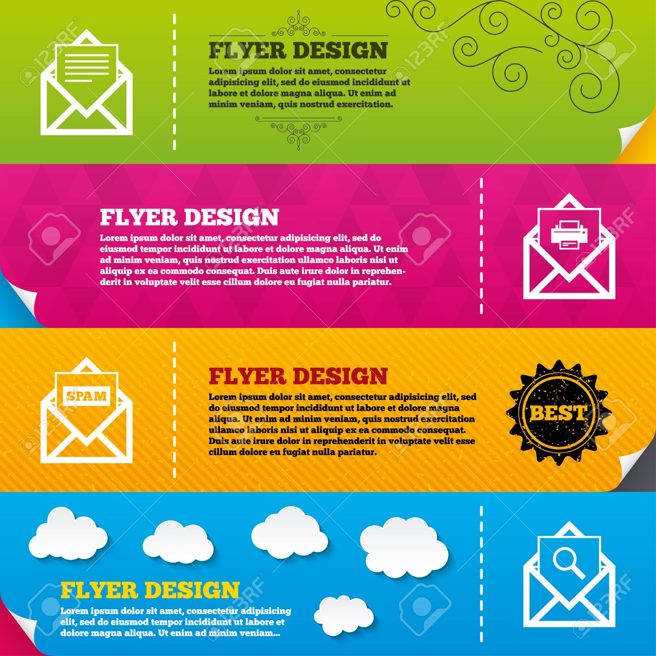 flyer brochure designs mail envelope icons print message document flyer envelope