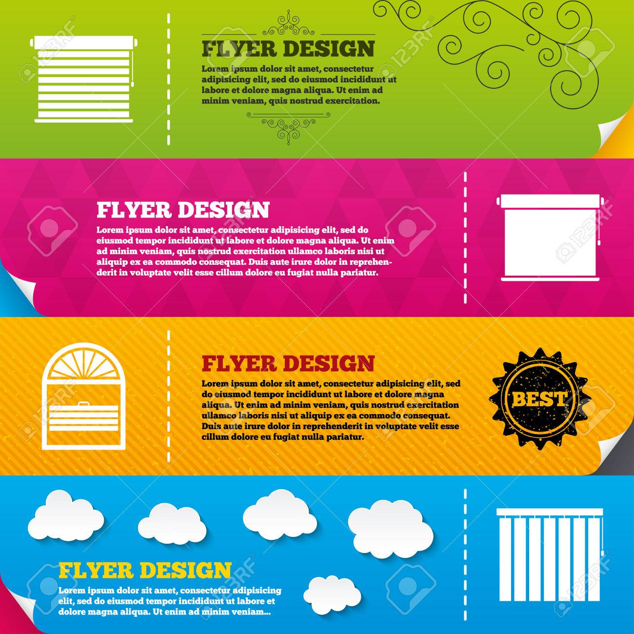 flyer brochure designs louvers icons plisse rolls vertical