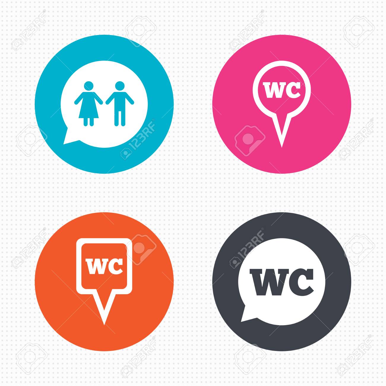 Kreis Schaltflachen Wc Zeiger Icons Damen Und Herren Raumzeichen