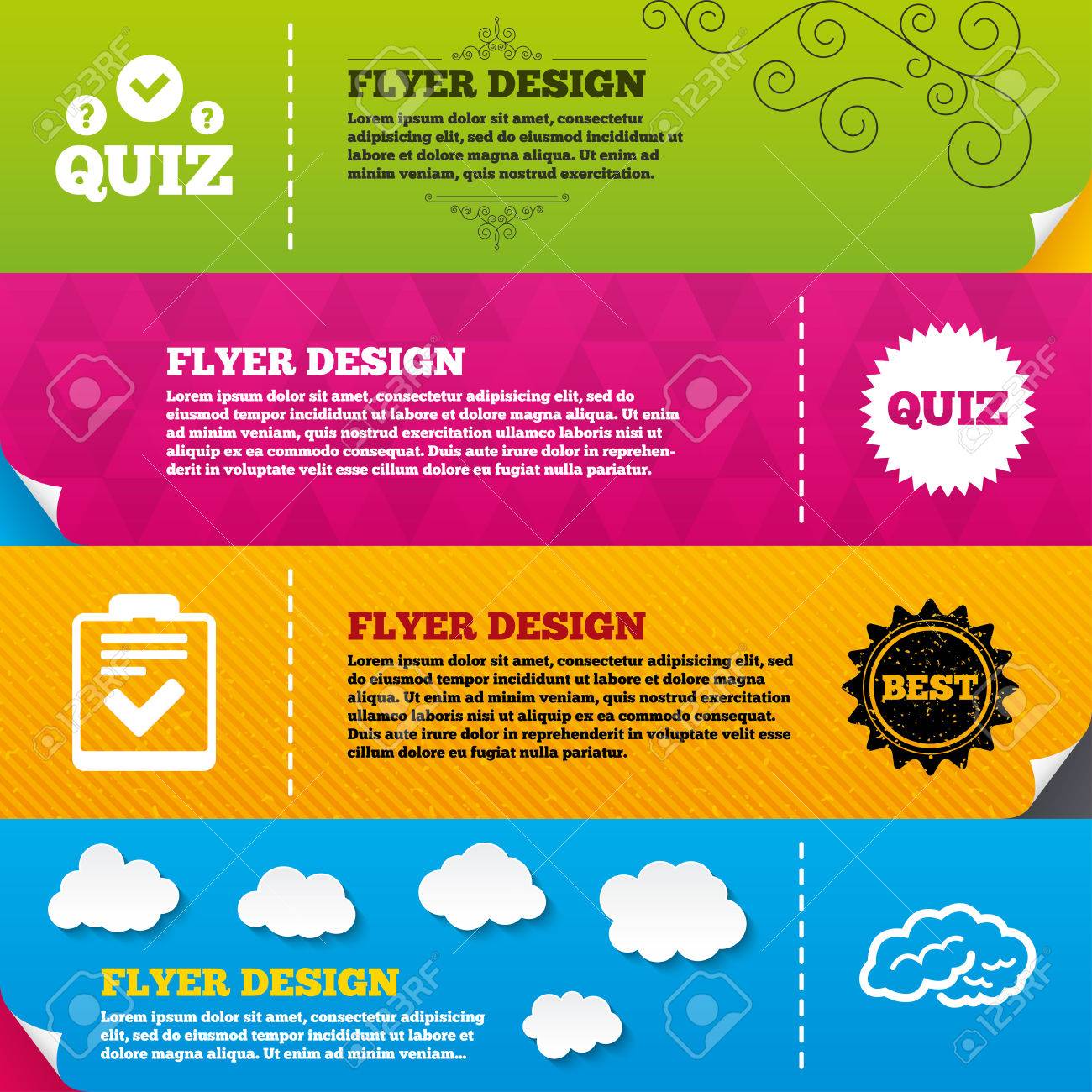 flyer brochure designs quiz icons human brain think checklist american flyers quiz answers