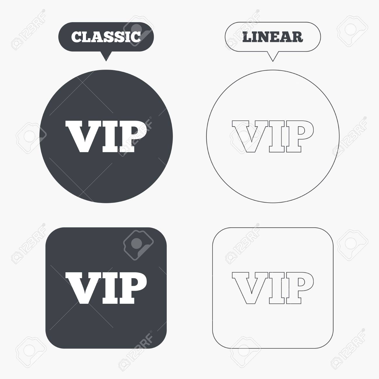 Vip 記号アイコン 会員記号です 非常に重要な人物 クラシックとラインの Web ボタンです 円や正方形 ベクトルのイラスト素材 ベクタ Image