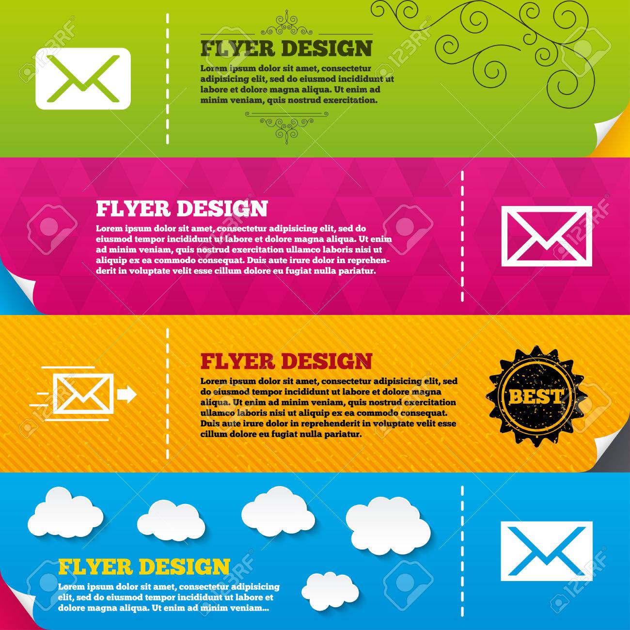 flyer brochure designs mail envelope icons message delivery flyers to mails