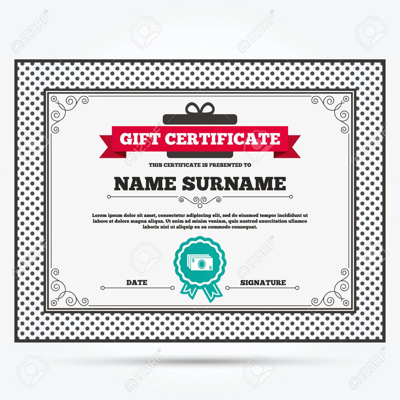 gift certificate cash sign icon paper money symbol for cash