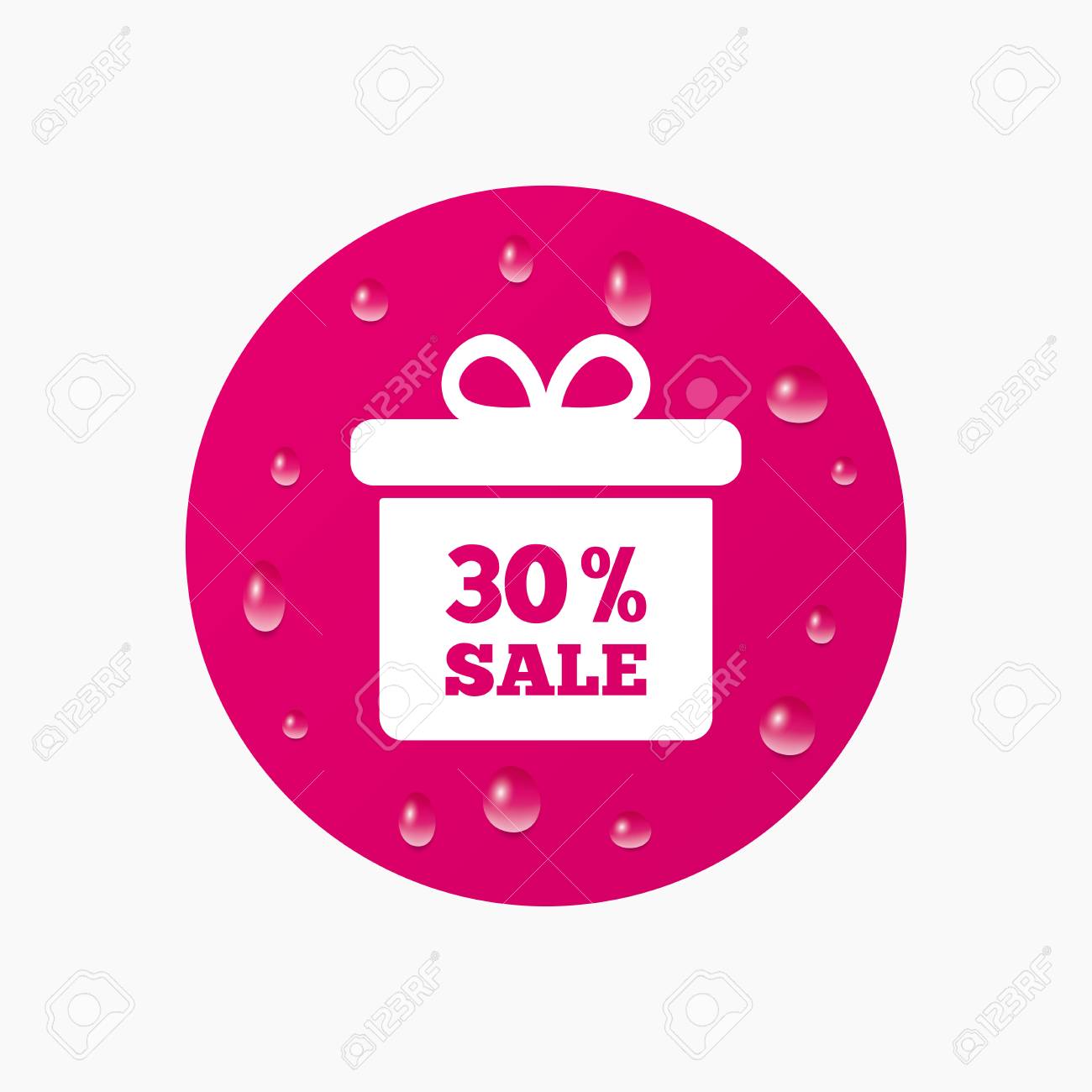 30 Sale Gift Box Tag Sign Icon Discount Symbol Special Offer Label Realistic Pure Raindrops Pink Circle Vector 30 Sale Gift Box Tag Sign Icon Discount Symbol Special Offer Label Realistic Pure Raindrops Pink Circle Vector