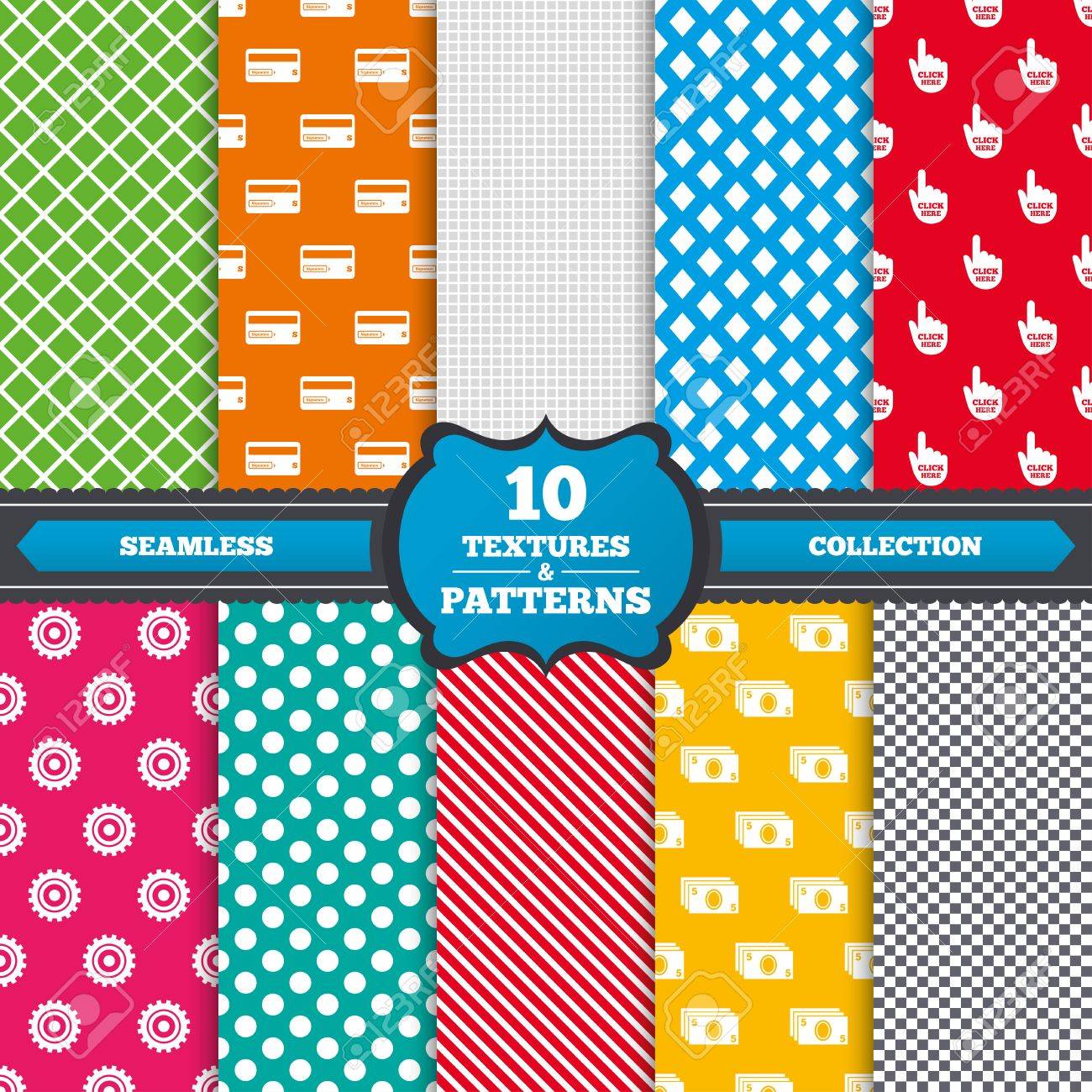 シームレスなテクスチャ Atm 現金自動支払機回収のアイコン 銀行カードを挿入 ここをクリックして ピン 処理および取得現金記号を確認してください 円 斜線 チェス セル無限のパターン ベクトルのイラスト素材 ベクタ Image