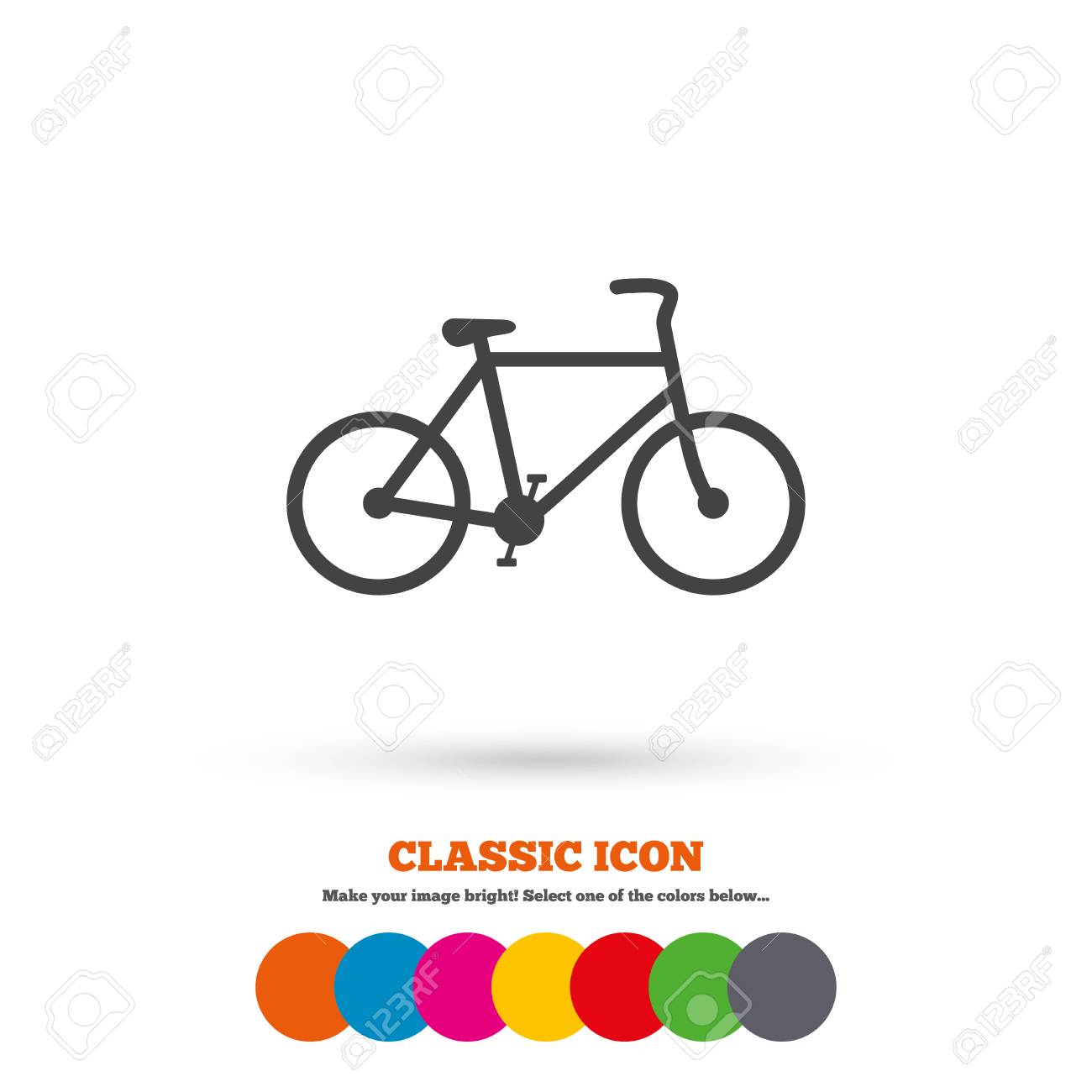 自転車記号アイコン エコ配送 家族の車の記号です 古典的なフラット アイコン 色のついた丸 ベクトルのイラスト素材 ベクタ Image