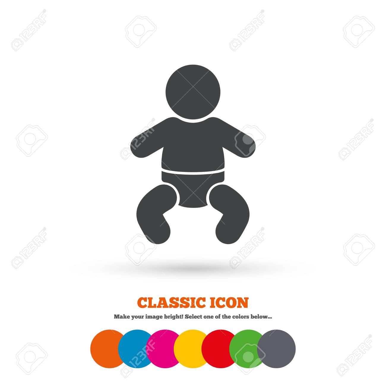 Icone De Signe Bebe Bebe Garcon Enfant En Bas Age Avec Le Symbole De Couches Wc Enfant Icone Plate Classique Cercles Colores Vecteur Clip Art Libres De Droits Vecteurs Et Illustration