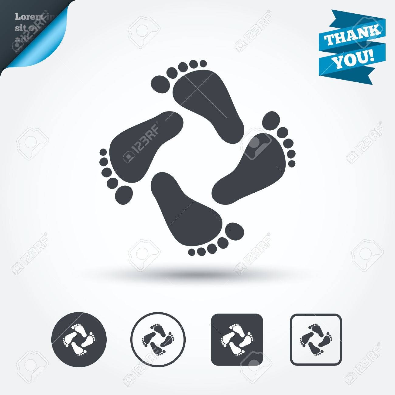 Bebe Empreintes Icone Enfant Etapes Pieds Nus Symbole Des Pieds Pour Tout Petits Circle Et Boutons Carres Flat Ensemble De La Conception Merci Ruban Vecteur Clip Art Libres De Droits Vecteurs Et