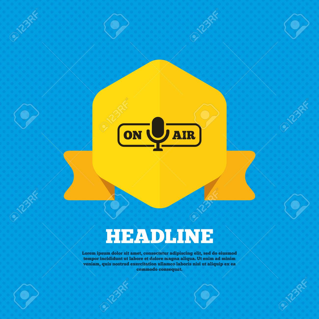 空気印アイコン ライブ ストリームのシンボル マイクの記号 イエロー ラベル タグ サークルの背中にシームレス パターン ベクトル のイラスト素材 ベクタ Image 44346897