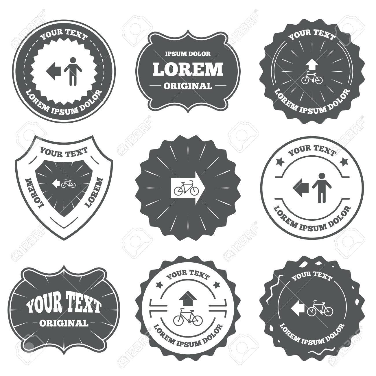 ビンテージのエンブレム ラベル 歩行者専用道路のアイコン 自転車パスの歩道の標識 循環パス 矢印記号 デザイン要素です ベクトルのイラスト素材 ベクタ Image