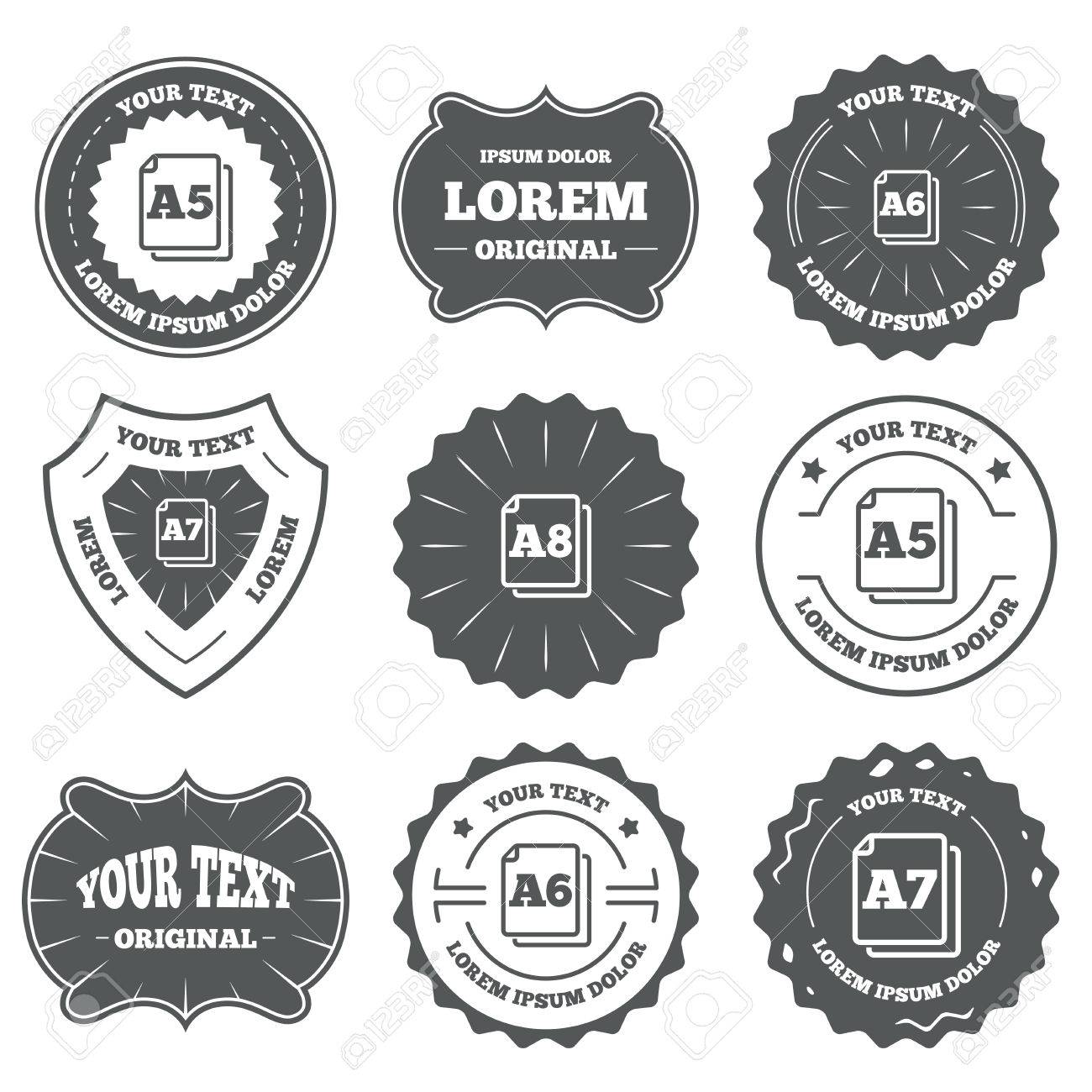 vintage emblems labels paper size standard icons document