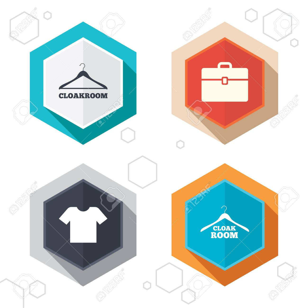 hexagon buttons cloakroom icons hanger wardrobe signs t shirt
