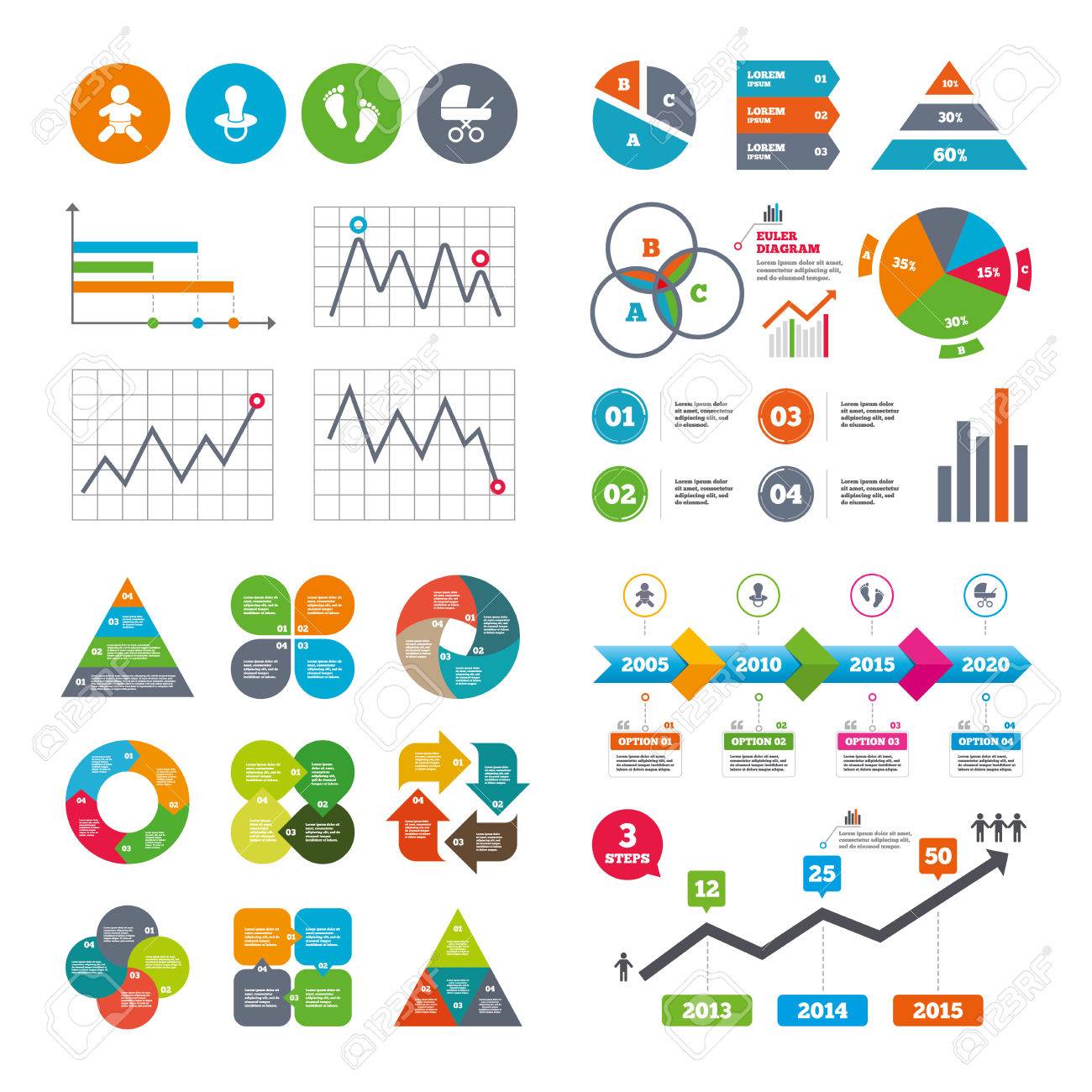 business data pie charts graphs baby infants icons toddler toddler charts