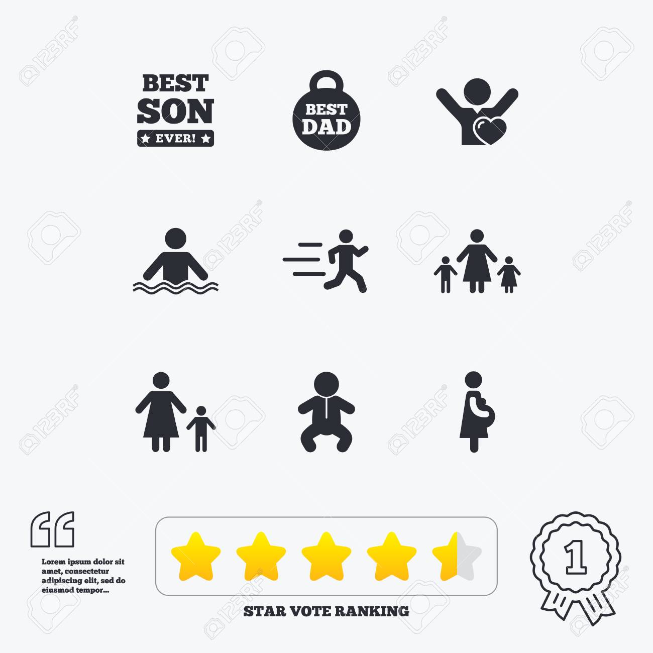 Les Gens Les Icones De La Famille Natation Bebe Et Des Signes De Femme Enceinte Les Meilleurs Symboles Papa Coureur Et Ventilateur Classement Vote Etoile Le Rendement Des Prix Et Des Citations