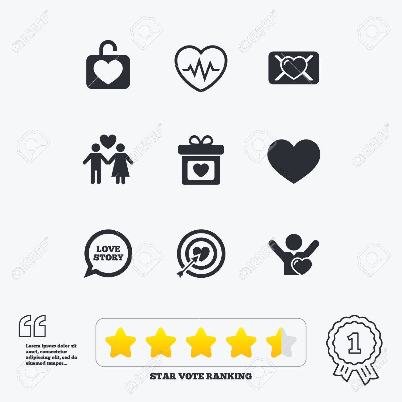 愛 バレンタインの日のアイコン 心 宣誓の手紙とロッカーをシンボルをターゲットします カップル恋人のハートビートに署名します スター投票ランキング 受賞業績と引用符 のイラスト素材 ベクタ Image
