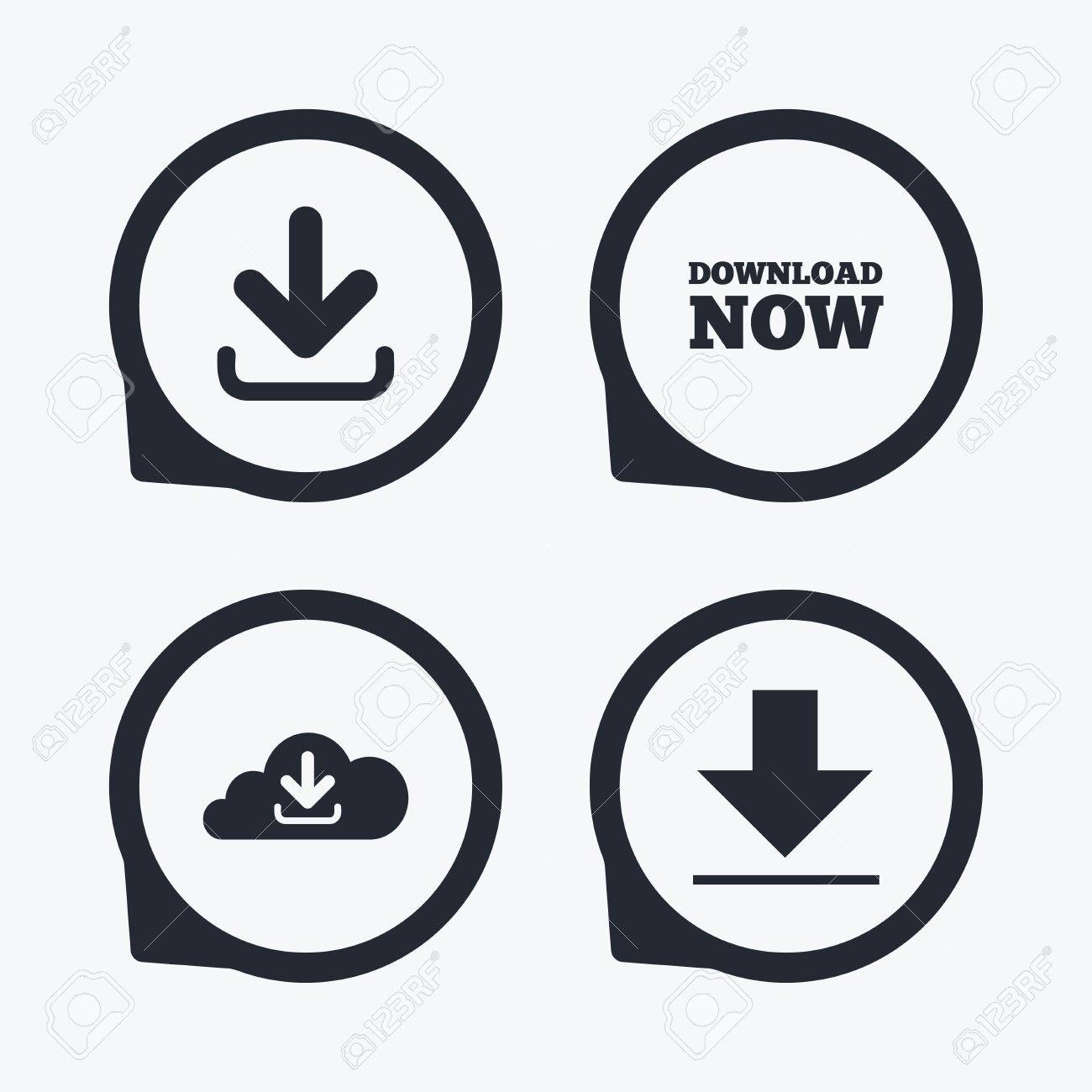 今のアイコンをダウンロードしてください クラウドのシンボルからアップロードします リモート記憶域の兆候からデータを受信します フラット アイコン ポインター のイラスト素材 ベクタ Image