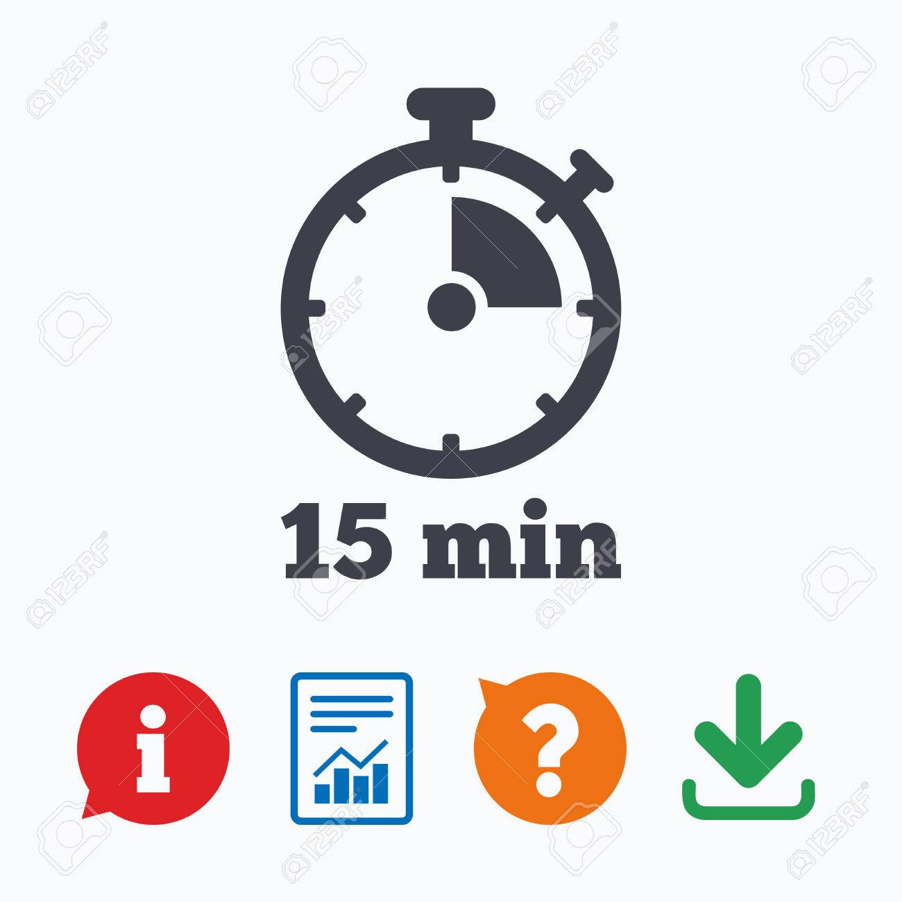 timer sign icon 15 minutes stopwatch symbol information think a timer for 15 minutes