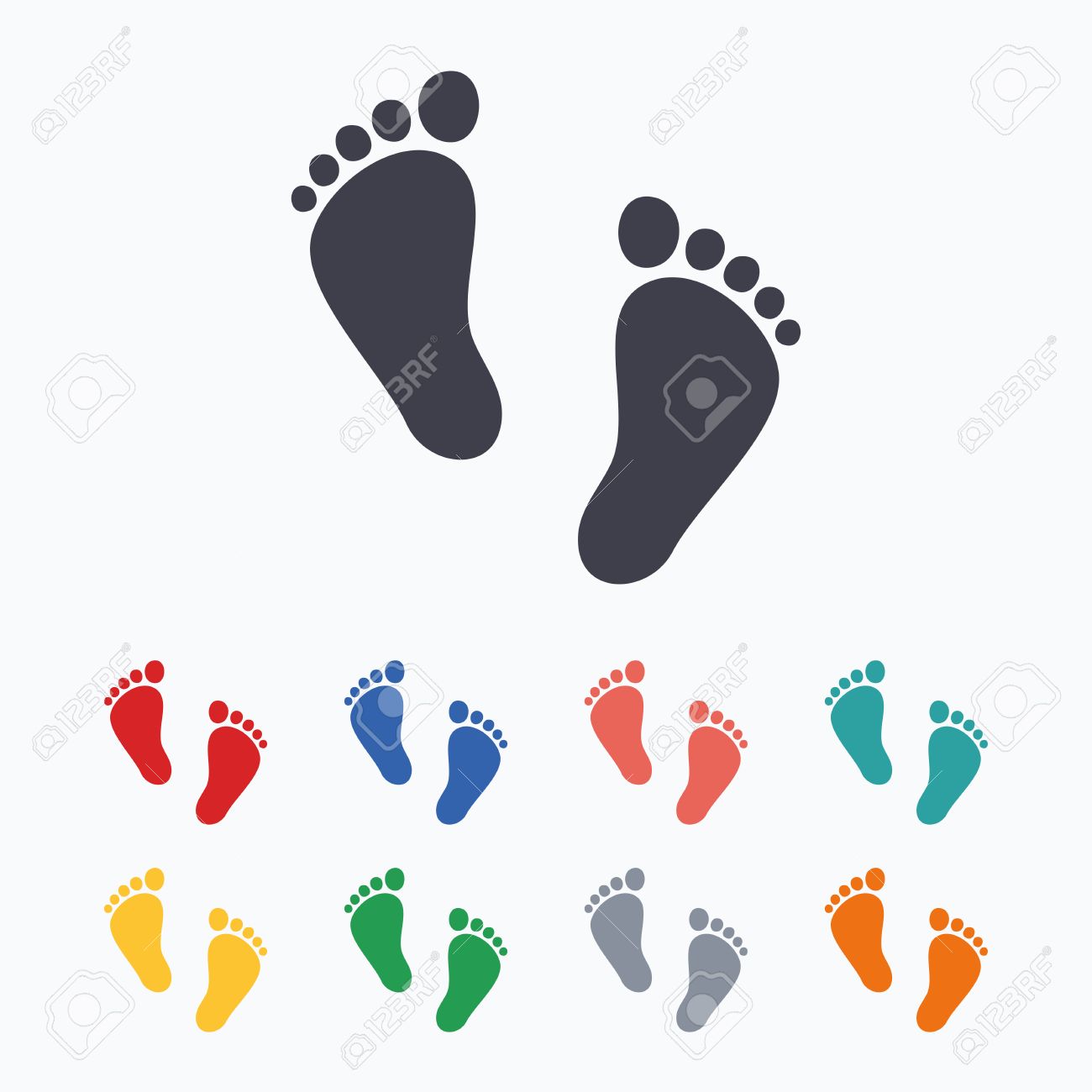 Paire De Signe De L Empreinte Icone De L Enfant Toddler Symbole Pieds Nus Premiers Pas De Bebe Icones Plates De Couleur Sur Fond Blanc Clip Art Libres De Droits Vecteurs Et Illustration