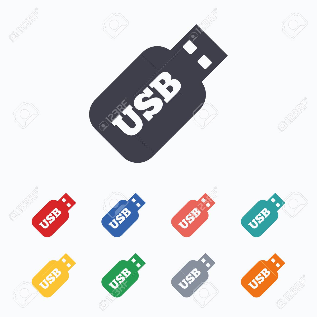 Usb Stick Zeichen Symbol Usb Stick Taste Farbige Flache Ikonen Auf Weissem Hintergrund Lizenzfrei Nutzbare Vektorgrafiken Clip Arts Illustrationen Image