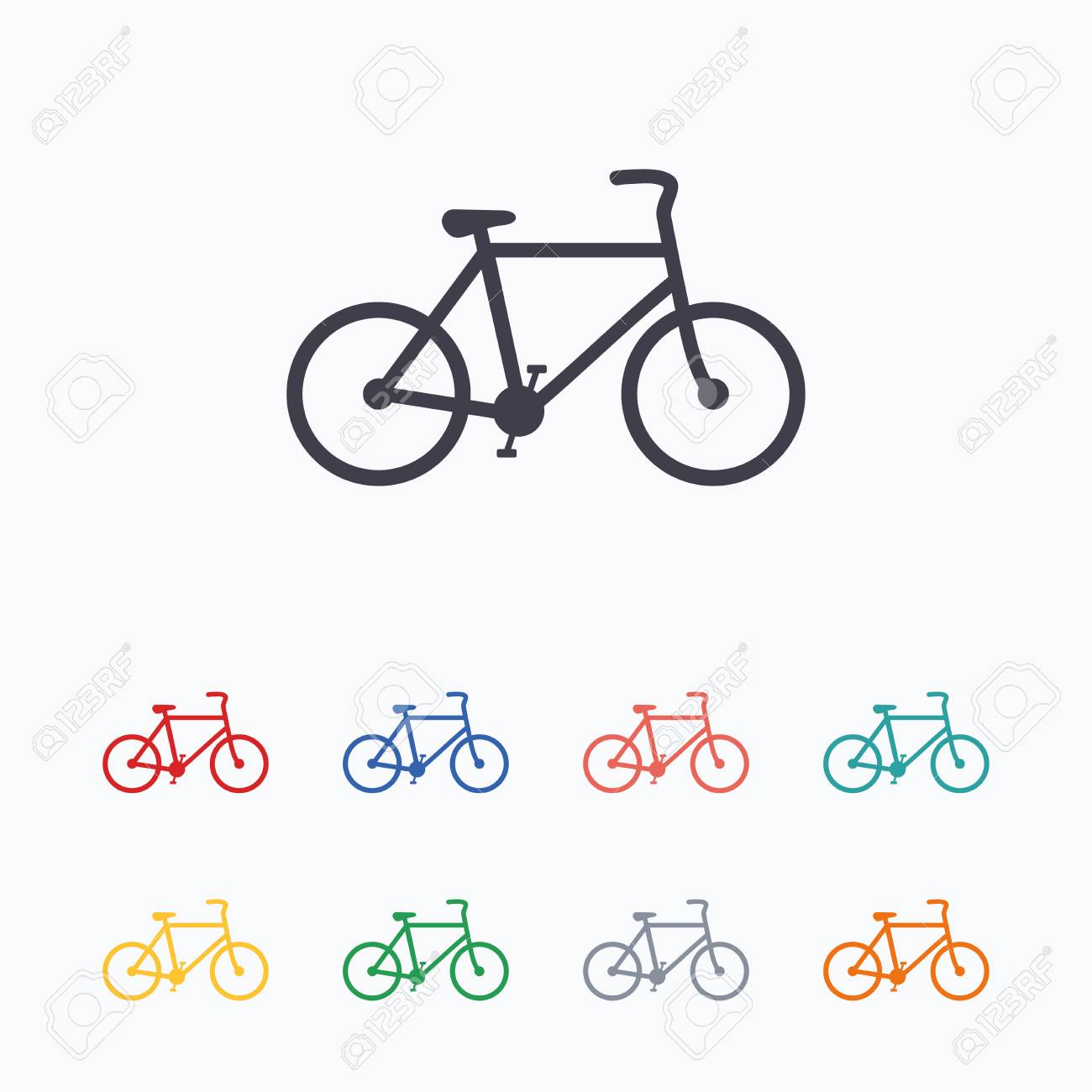 自転車記号アイコン エコ配送 家族の車の記号です 白の背景に色付きのフラット アイコン のイラスト素材 ベクタ Image