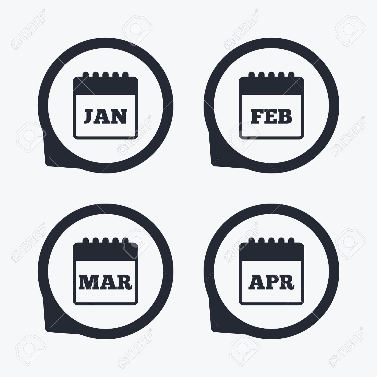 カレンダー アイコン 1 月 2 月 3 月 4 月の月のシンボル 日付またはイベントのアラーム サイン フラット アイコン ポインター のイラスト素材 ベクタ Image 53031955