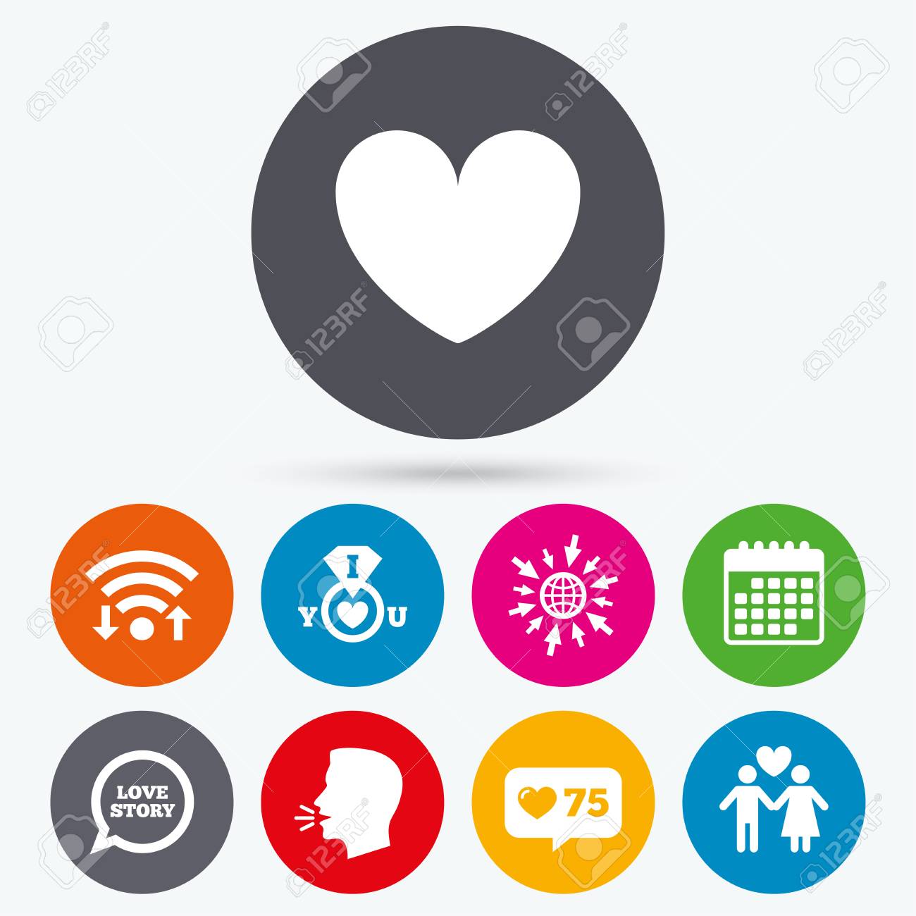 wifi like counter and calendar icons valentine day love icons day calendar counter