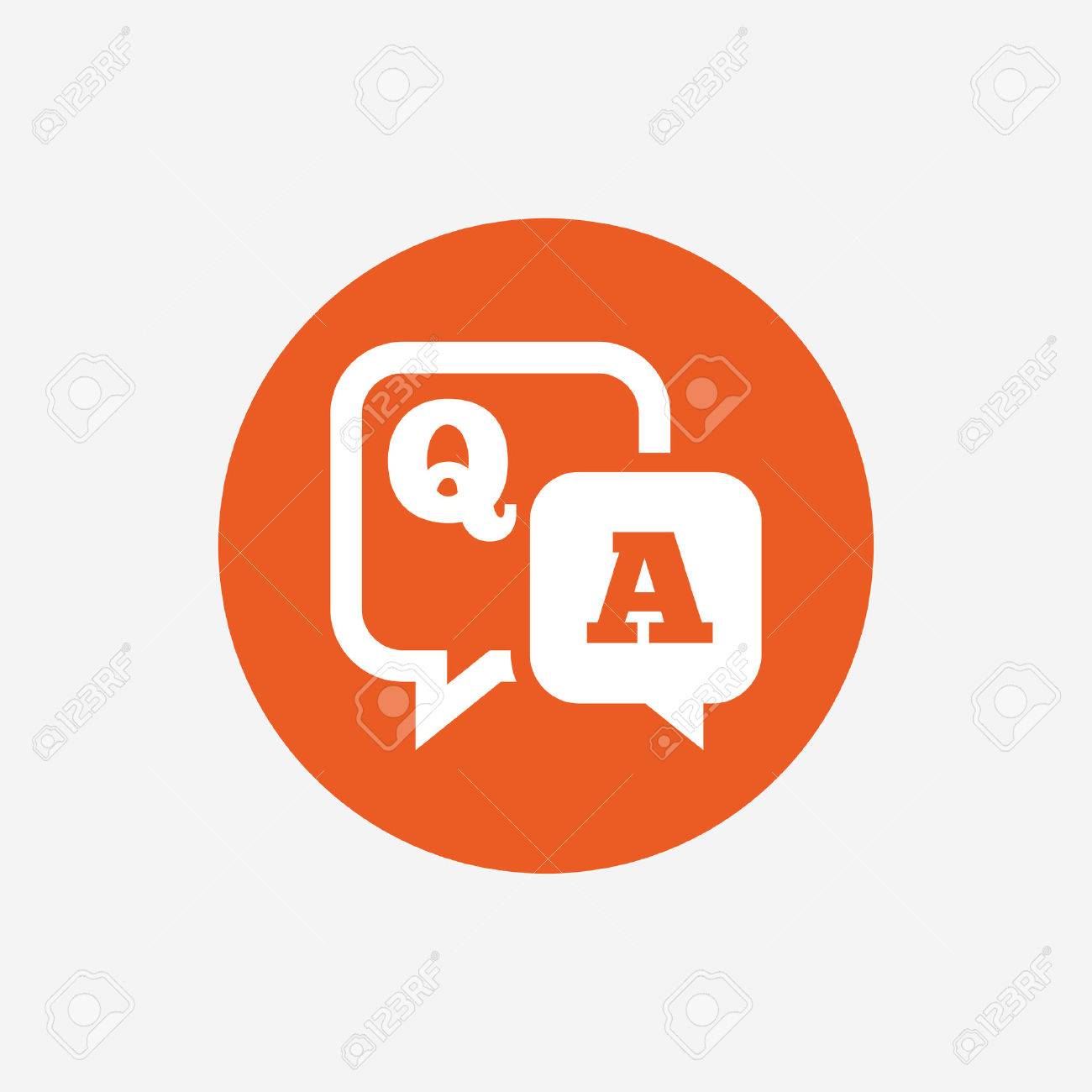 質問の答えの記号のアイコン Q A シンボル オレンジ色の丸ボタンのアイコン ベクトルのイラスト素材 ベクタ Image