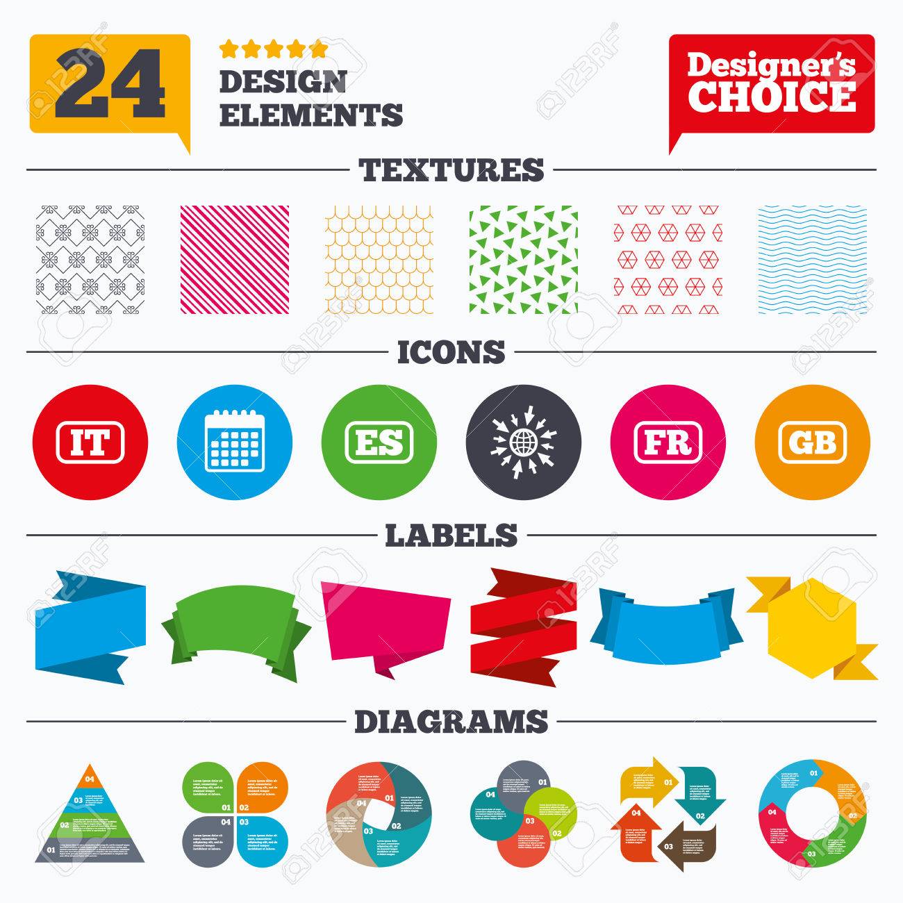 banner tags stickers and chart graph language icons it es translation chart