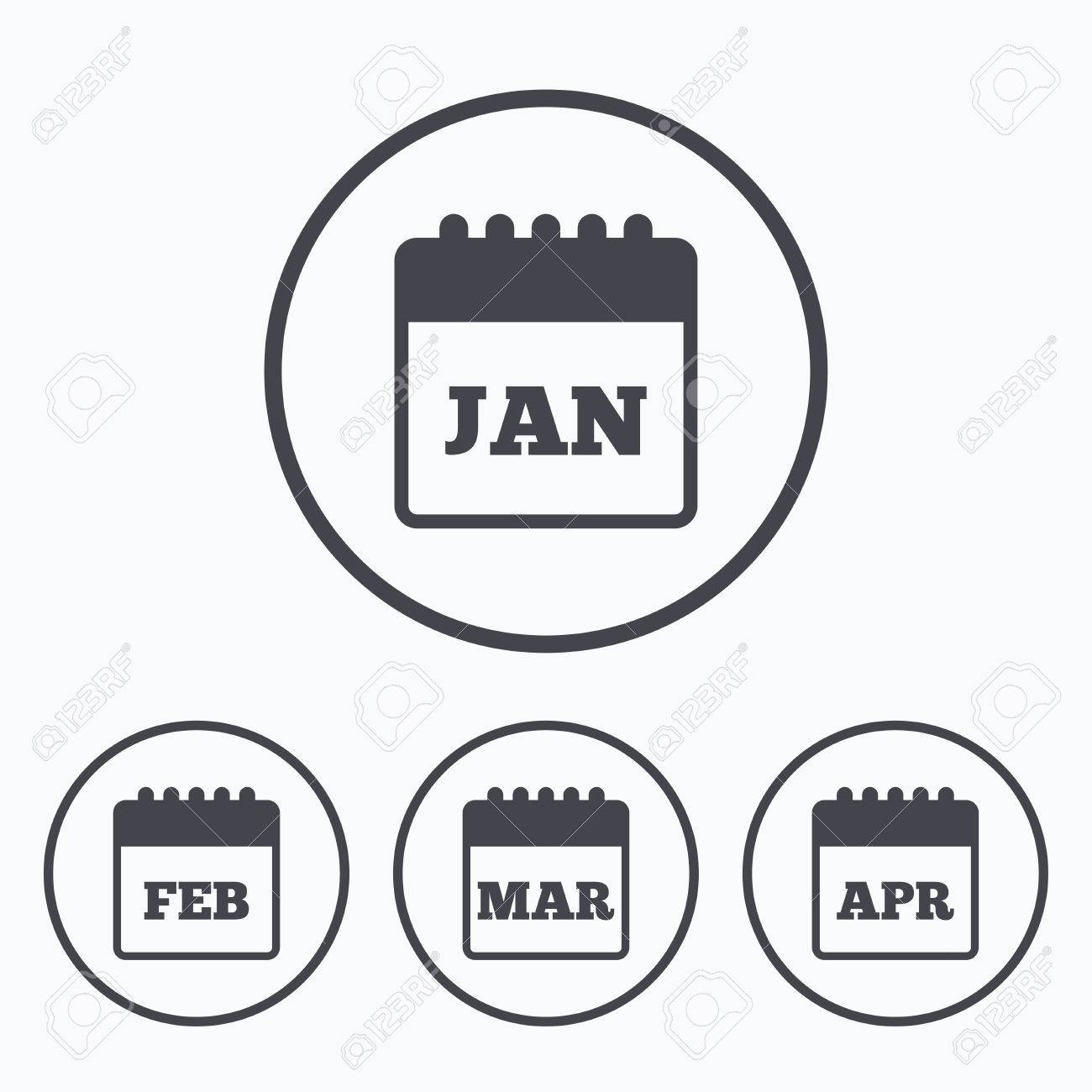 calendar icons january february march and april month symbols january calendar icon