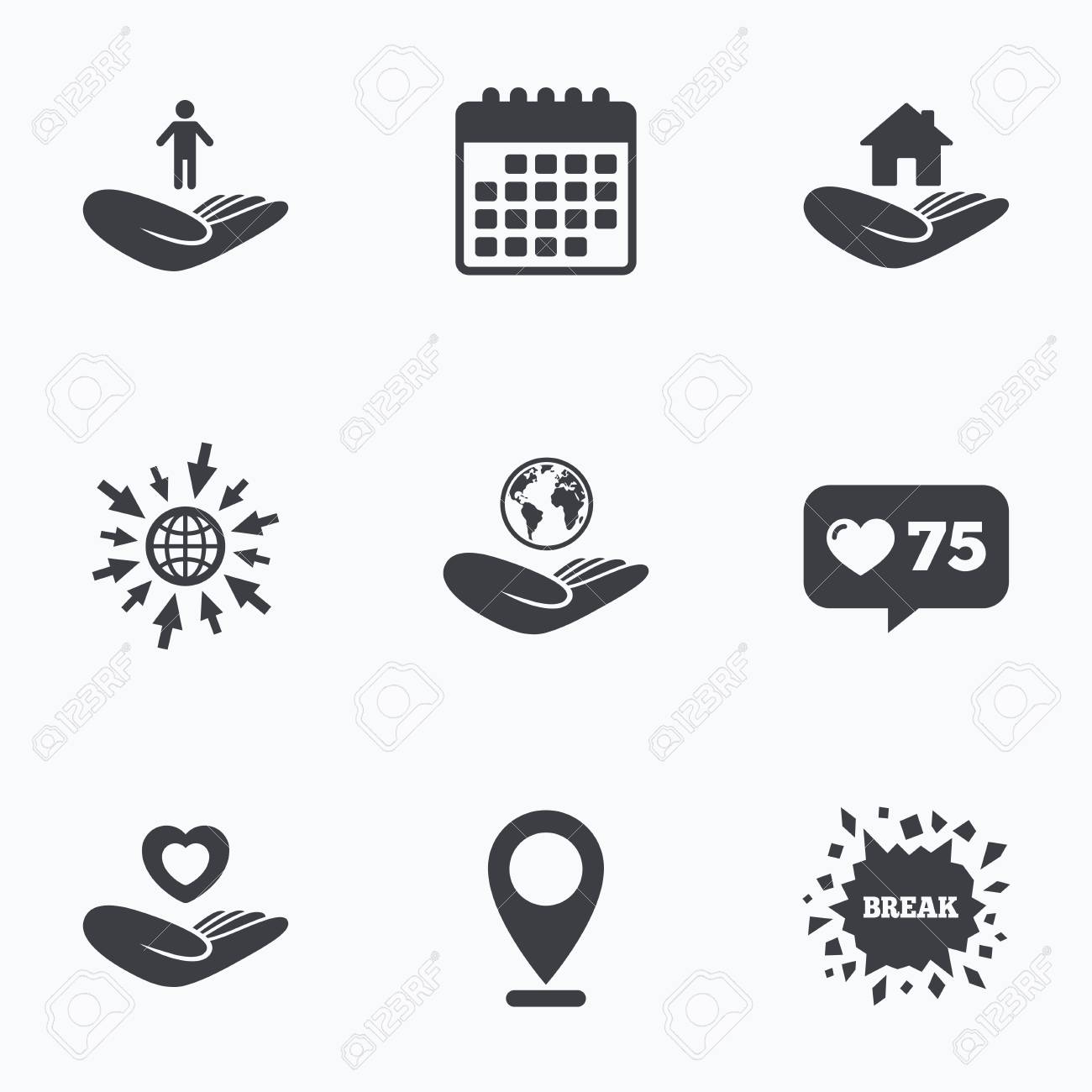 Kalender Wie Zahler Und Gehen Sie Zu Web Icons Helfende Hande