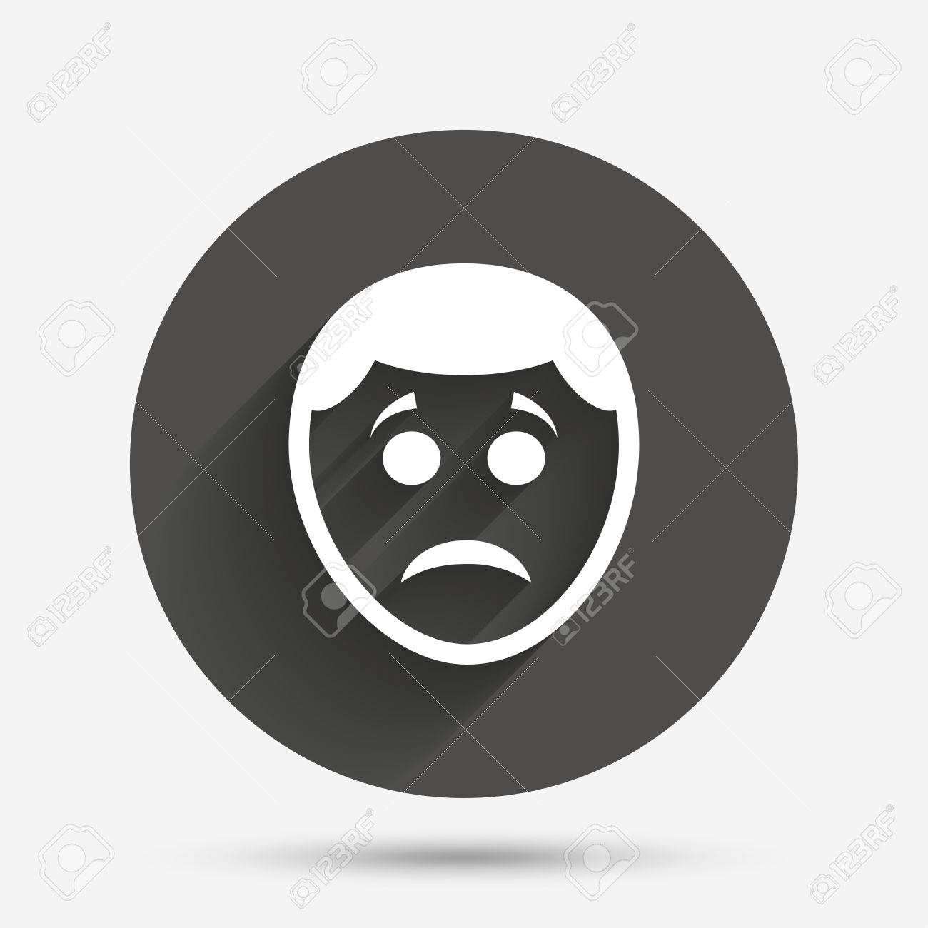 Sad Face Sign Icon. Sadness Depression Chat Symbol. Circle Flat Button With  Shadow. Vector Royalty Free SVG, Cliparts, Vectors, and Stock Illustration.  Image 59567184., image size:1300x1300