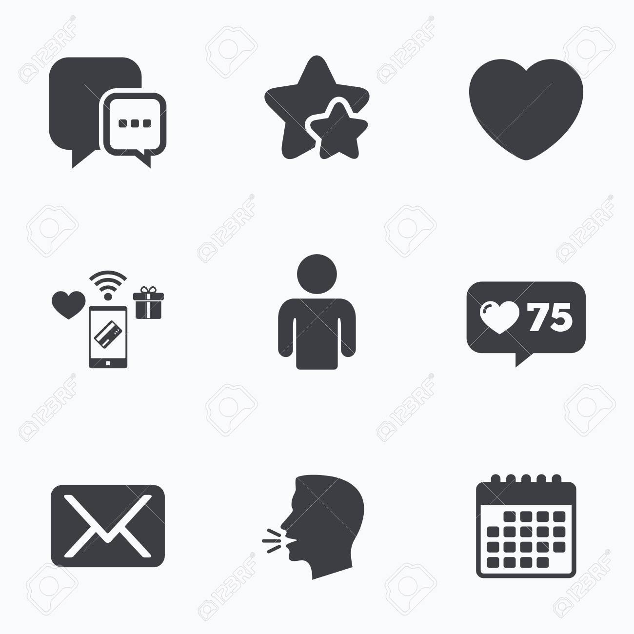 social media icons chat speech bubble and mail messages symbols vector social media icons