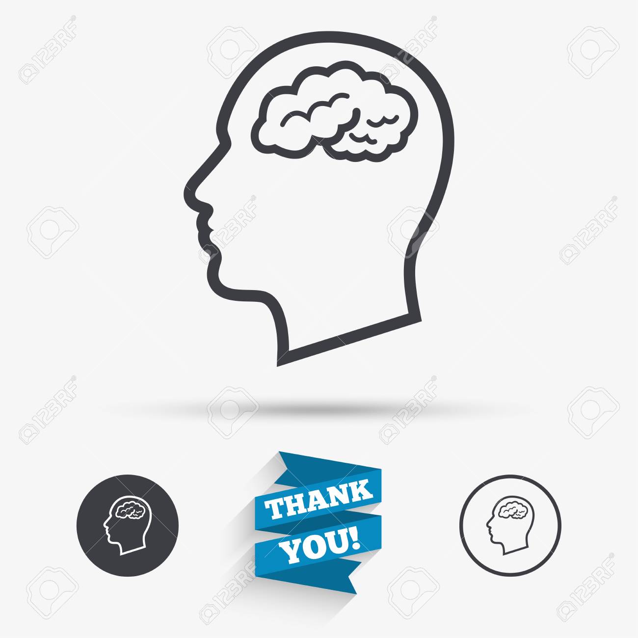 脳記号アイコンで頭します 男性の頭部は シンボルだと思います フラット アイコン アイコンとボタン ありがとうございますリボン ベクトルのイラスト素材 ベクタ Image