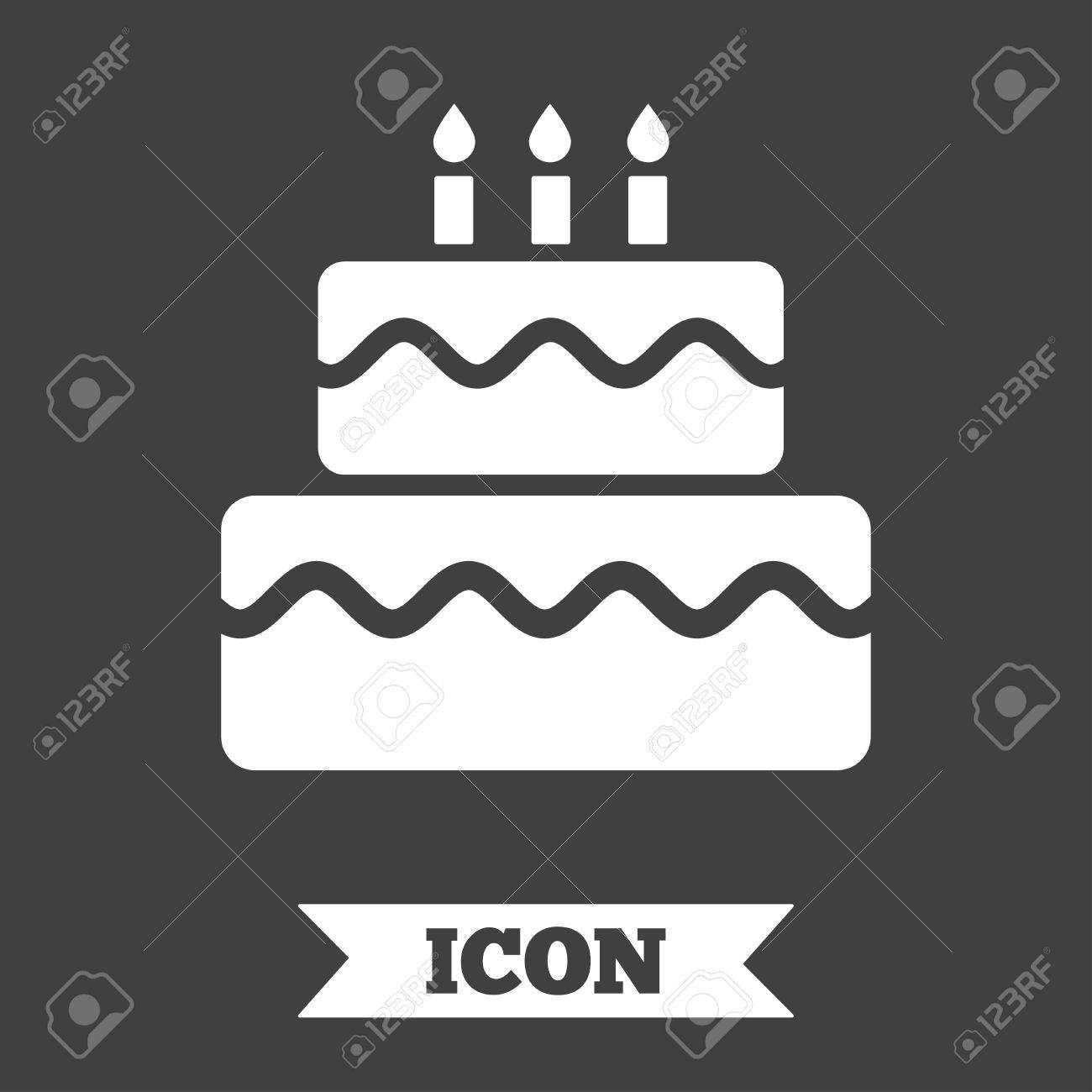 Gateau D Anniversaire Signe Icone Gateau A La Combustion De Symbole Des Bougies Graphic Element De Design Plat Symbole De Gateau Sur Fond Sombre Vecteur Clip Art Libres De Droits Vecteurs Et