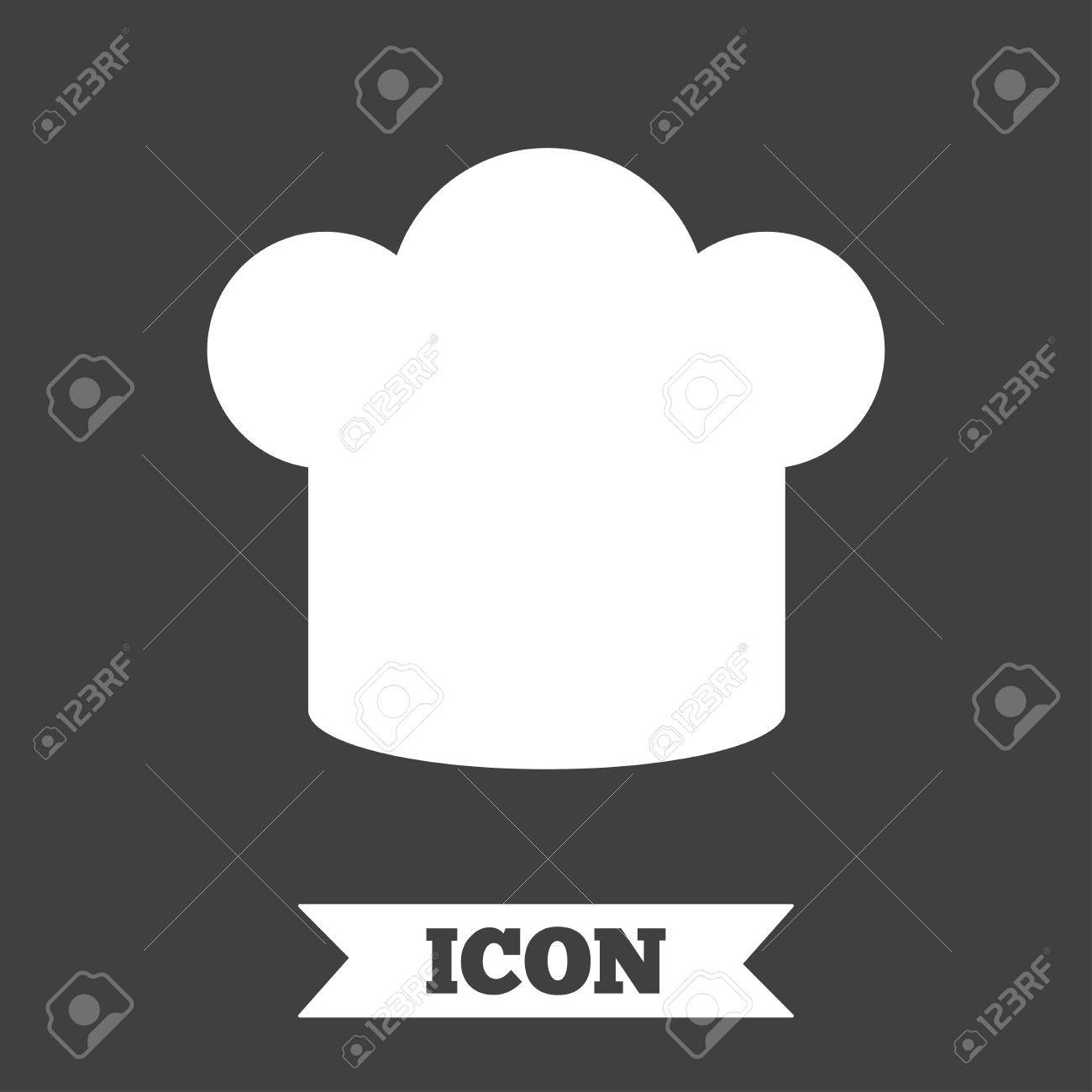 チーフ ハット記号アイコン シンボルを調理します コック帽子 グラフィック デザイン要素 暗い背景にフラット クック記号です ベクトルのイラスト素材 ベクタ Image