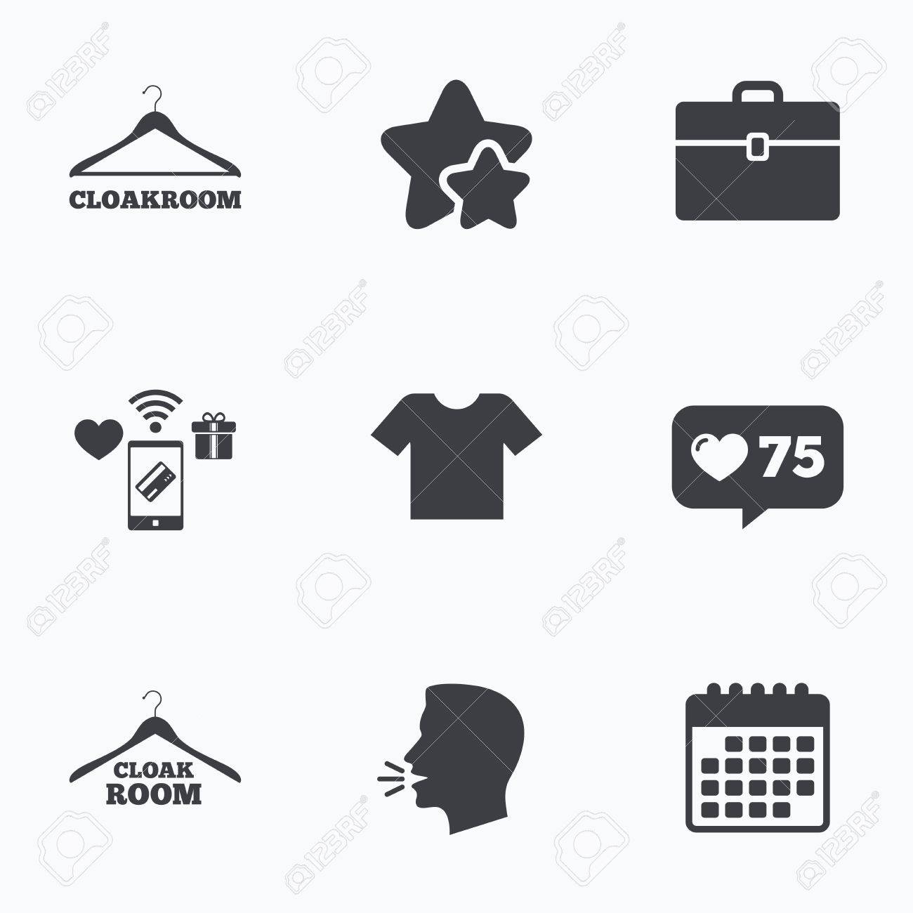 Cloakroom Icons Hanger Wardrobe Signs T Shirt Clothes And