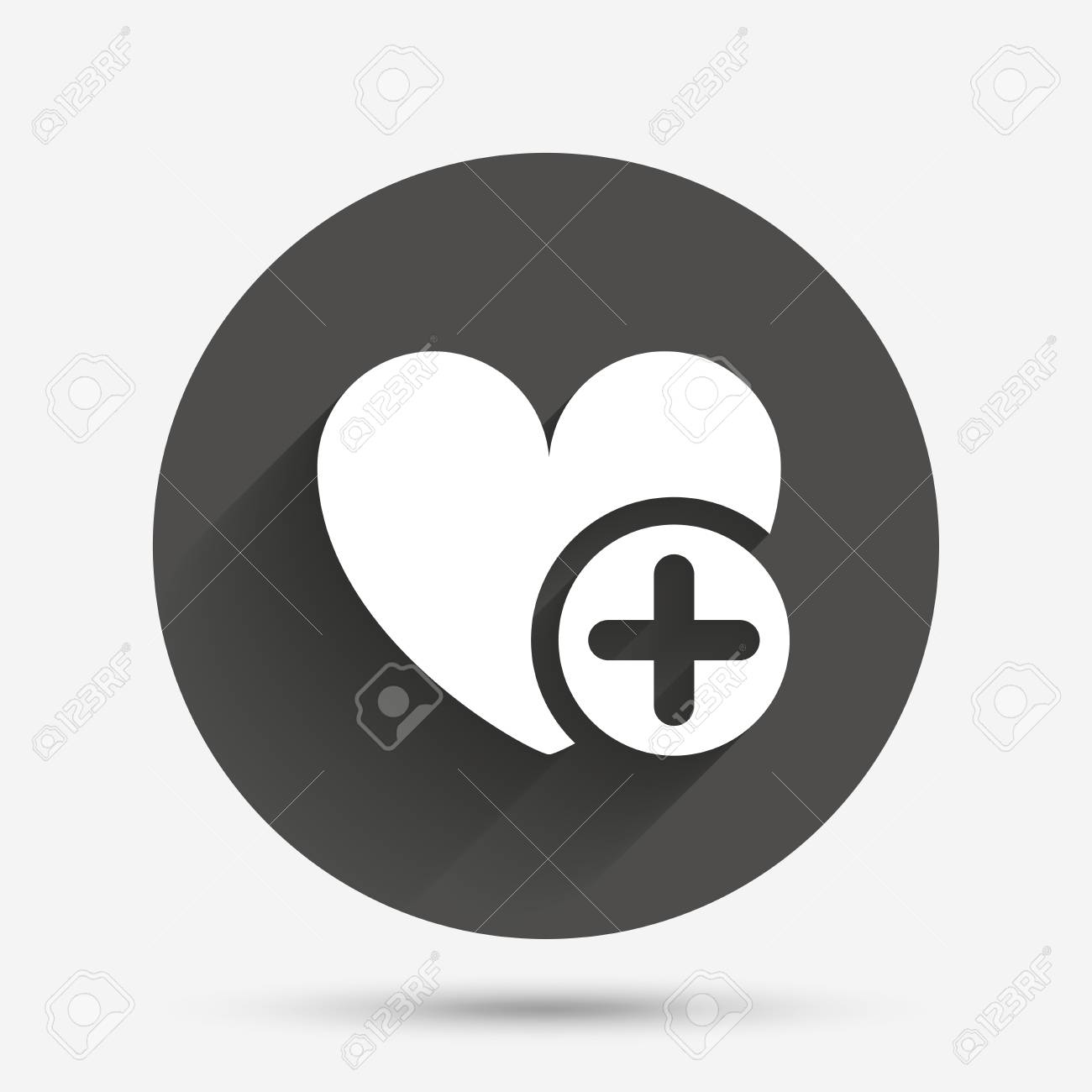 heart sign icon add lover symbol plus love circle flat button