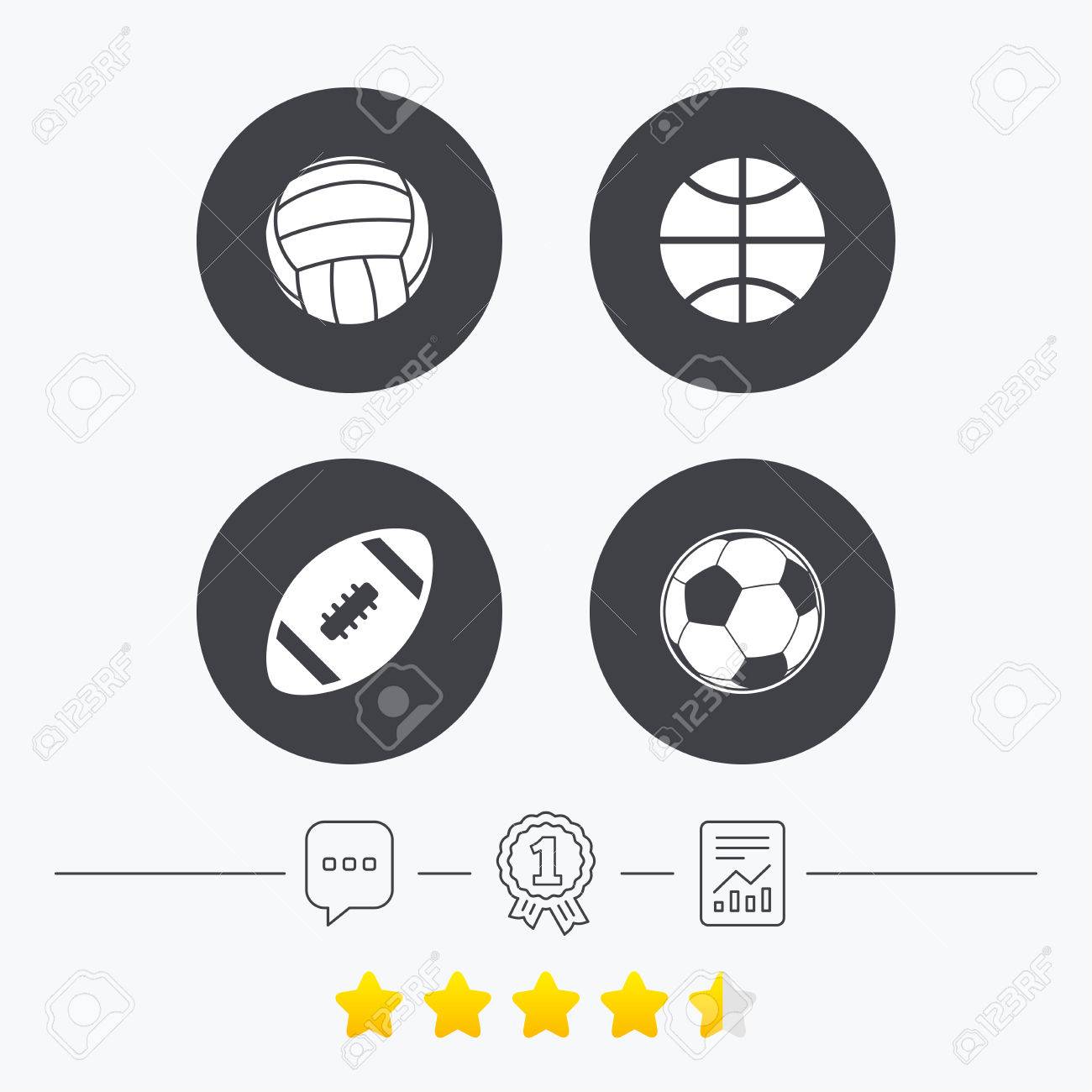 Sport Balle Symbole Volleyball Basketball Fussball Und American Football Zeichen Team Sport Spiele Chat Auszeichnung Medaille Und Berichten Lineare Symbole Stern Abstimmung Ranking Vektor Lizenzfrei Nutzbare Vektorgrafiken Clip Arts